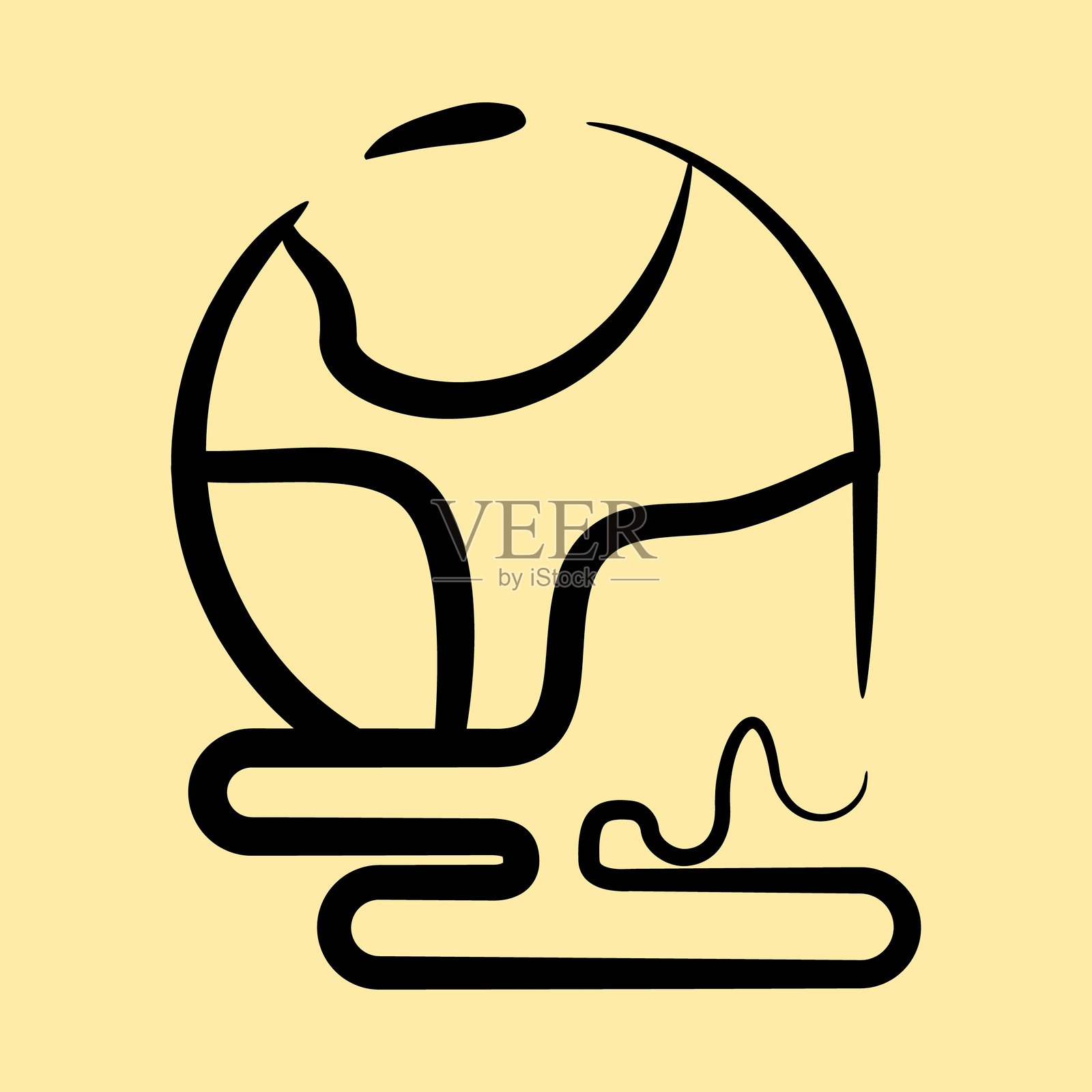 融化的世界图标。全球变暖元素。手绘风格的图标。插画图片素材