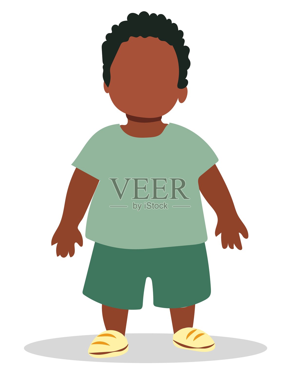 年轻男孩自信地站在简约背景下，穿着休闲夏季服装的矢量插图插画图片素材