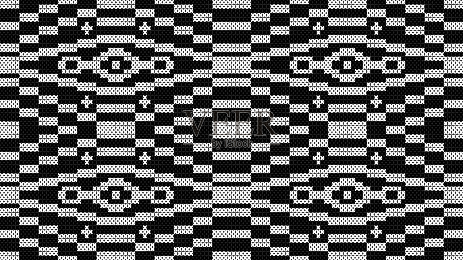 无缝黑白针织图案。矢量插图。插画图片素材