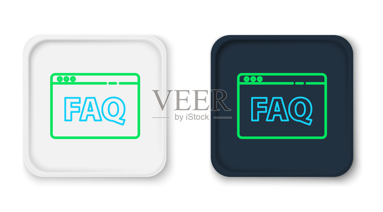 线浏览器常见问题图标，孤立在白色背景上。互联网通信协议。彩色轮廓概念。矢量图。插画图片素材