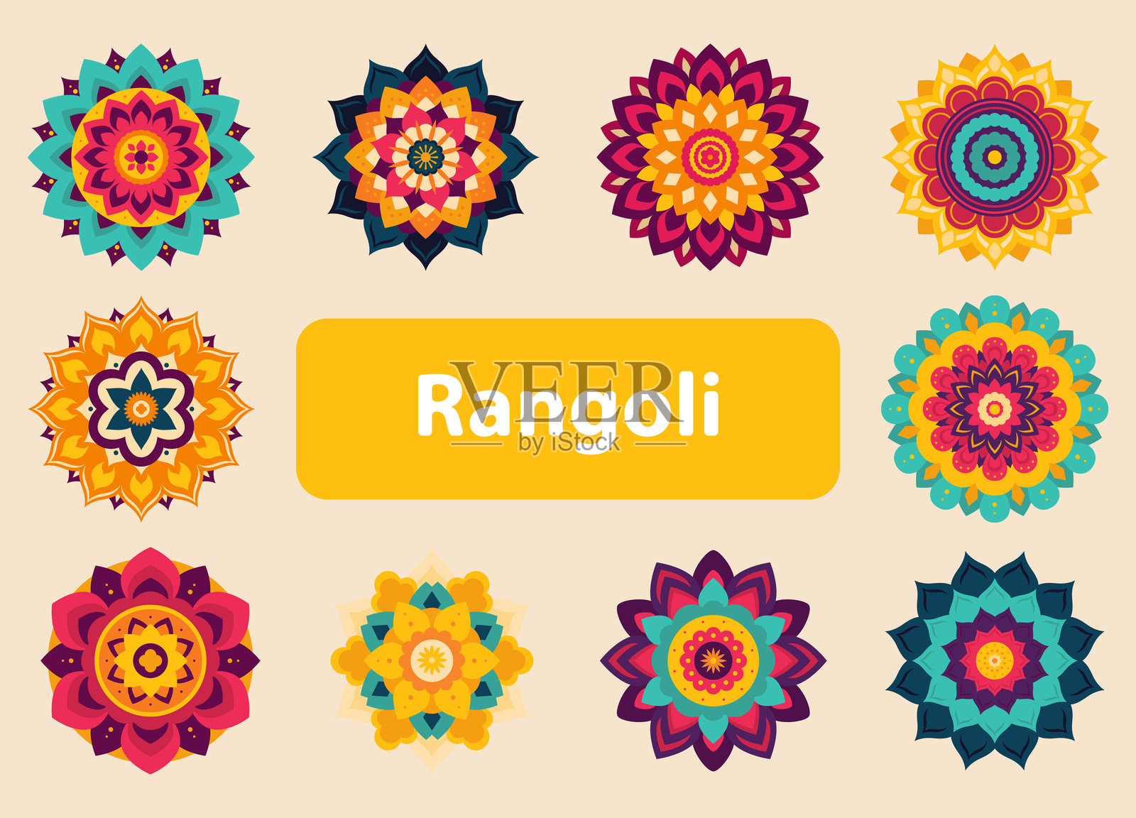 传统印度装饰，兰戈利插画图片素材