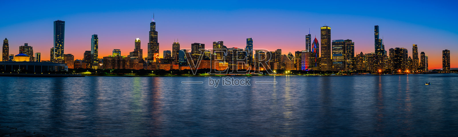 芝加哥日落全景照片摄影图片