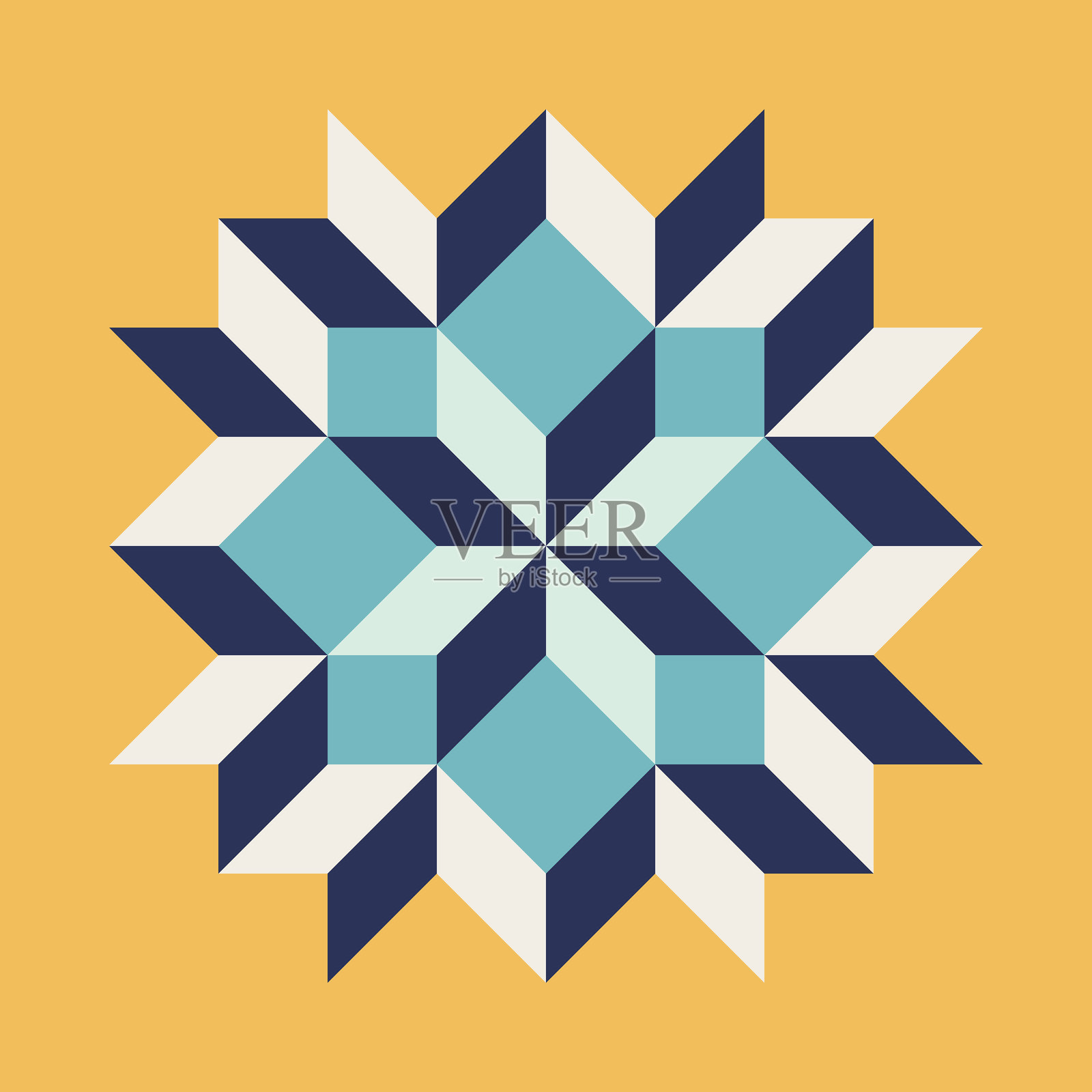 抽象几何图案印刷，矢量艺术风格，简单形状，平面色块，复古插画图片素材