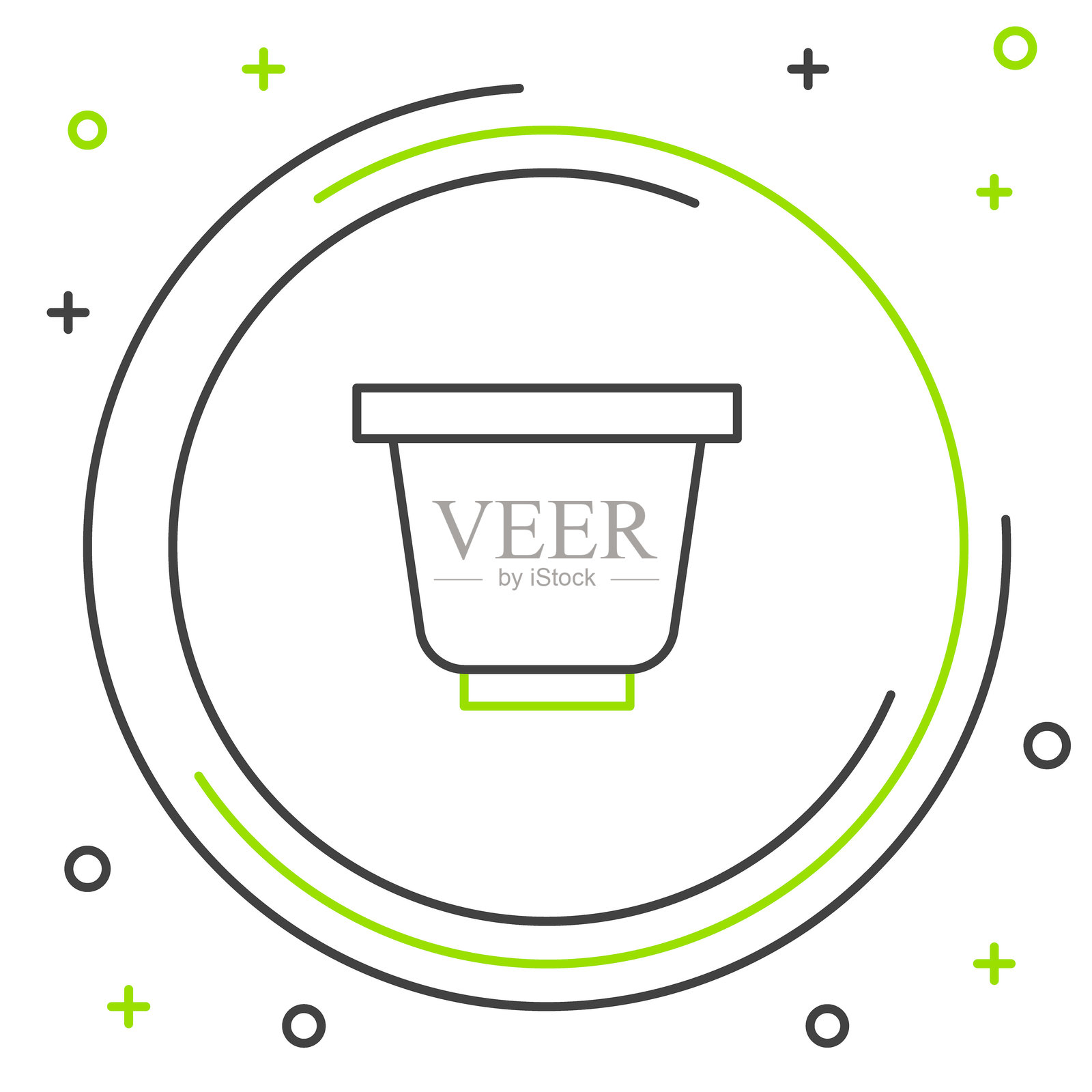 线条花盆图标，背景为白色。彩色轮廓概念。矢量图。插画图片素材