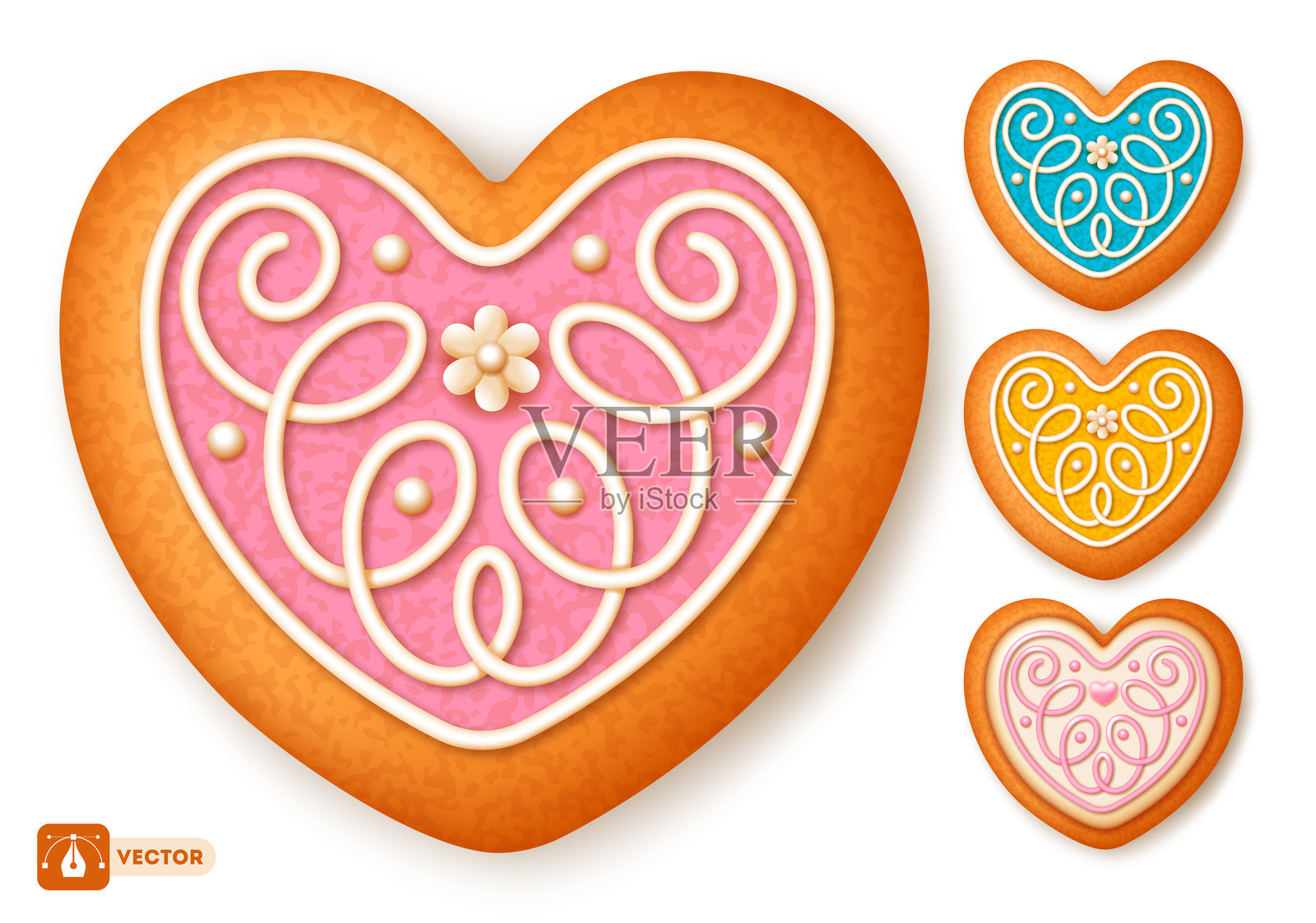 饼干心形套装插画图片素材