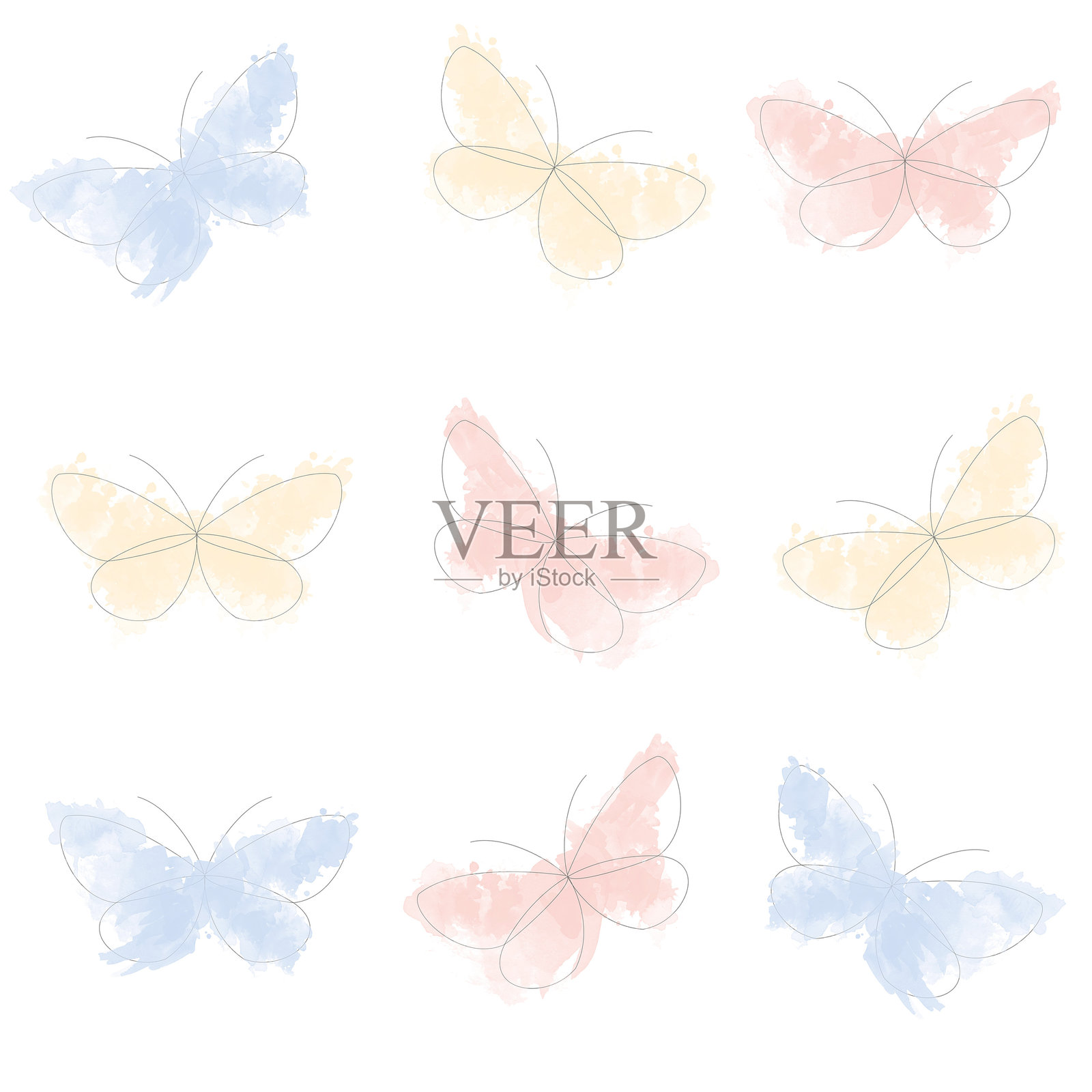 无缝蝴蝶图案插画图片素材