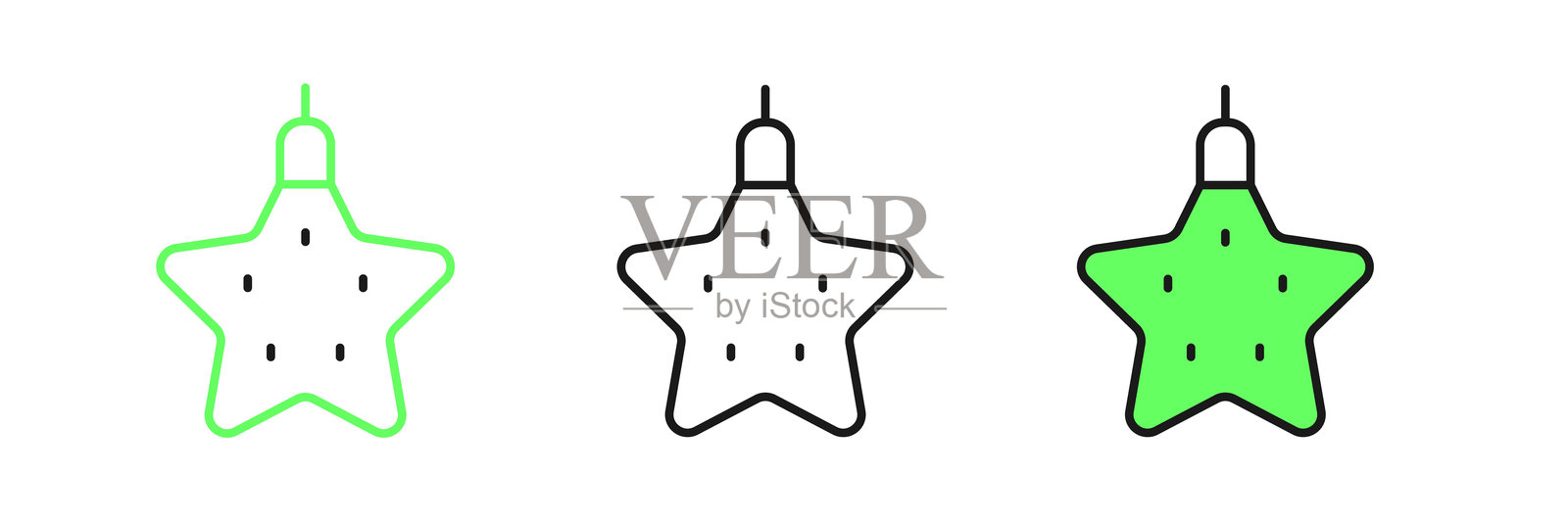 圣诞星图标线条设计，背景为白色。祝您圣诞快乐，新年快乐。矢量图。插画图片素材