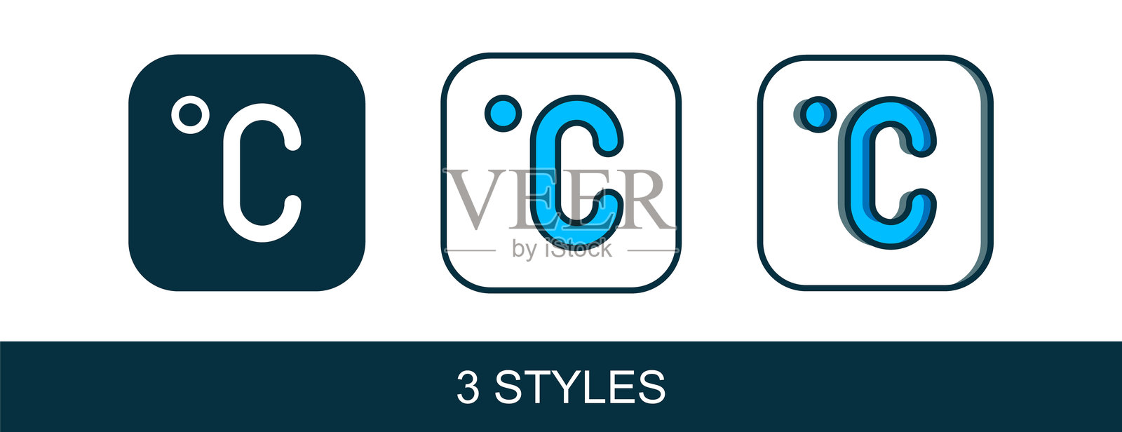 填充轮廓的摄氏度图标，背景为白色。矢量图。插画图片素材