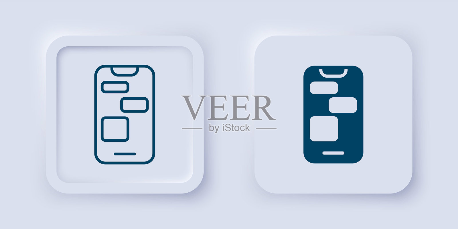 填充和轮廓的24小时移动支持图标，孤立在灰色背景上。全天候客户支持呼叫中心。全职呼叫服务。方形按钮。矢量图。插画图片素材