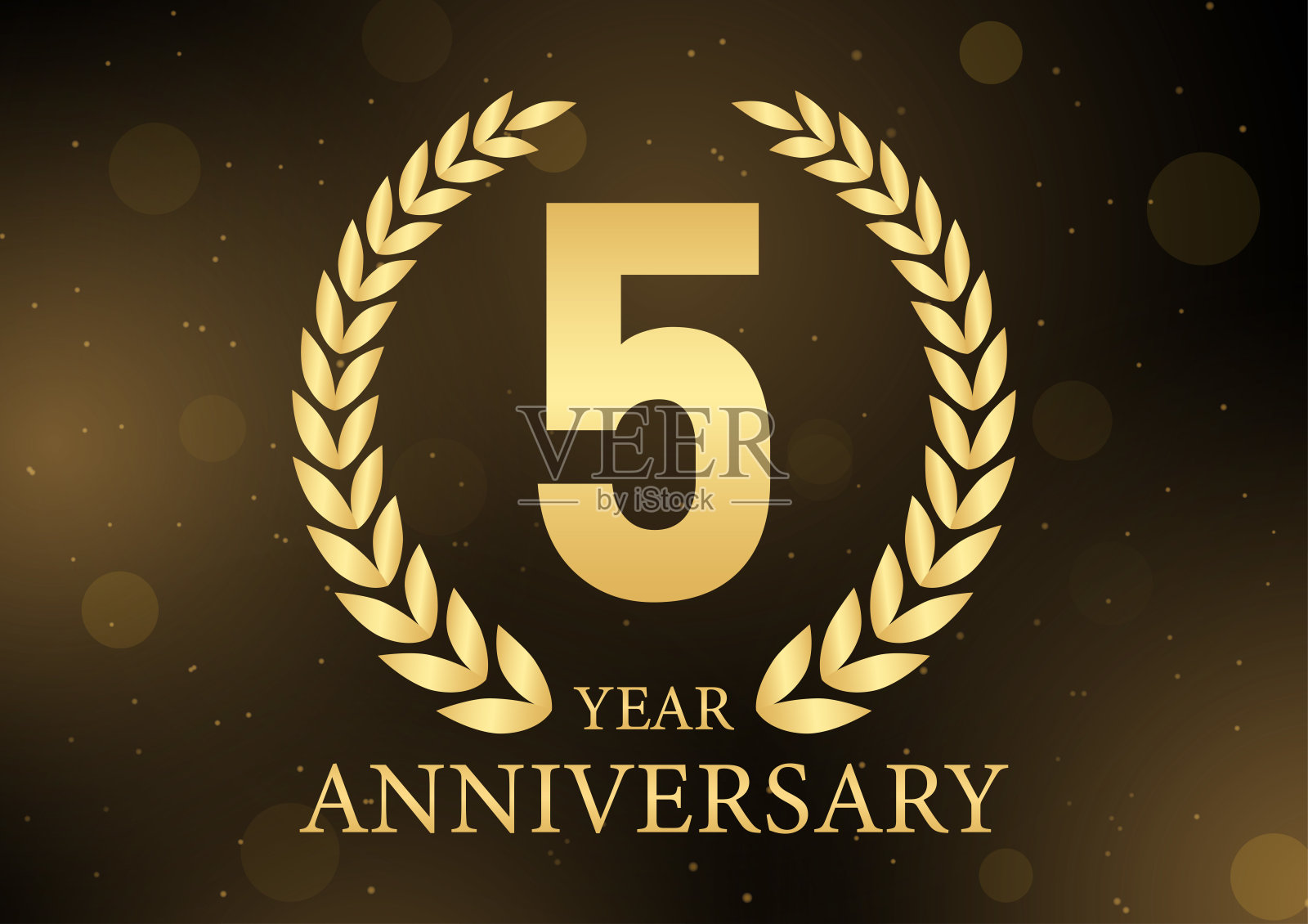 五周年纪念。婚礼、生日派对或庆祝活动的纪念庆典。插画图片素材