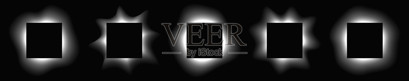 一组方形照明灯框插画图片素材