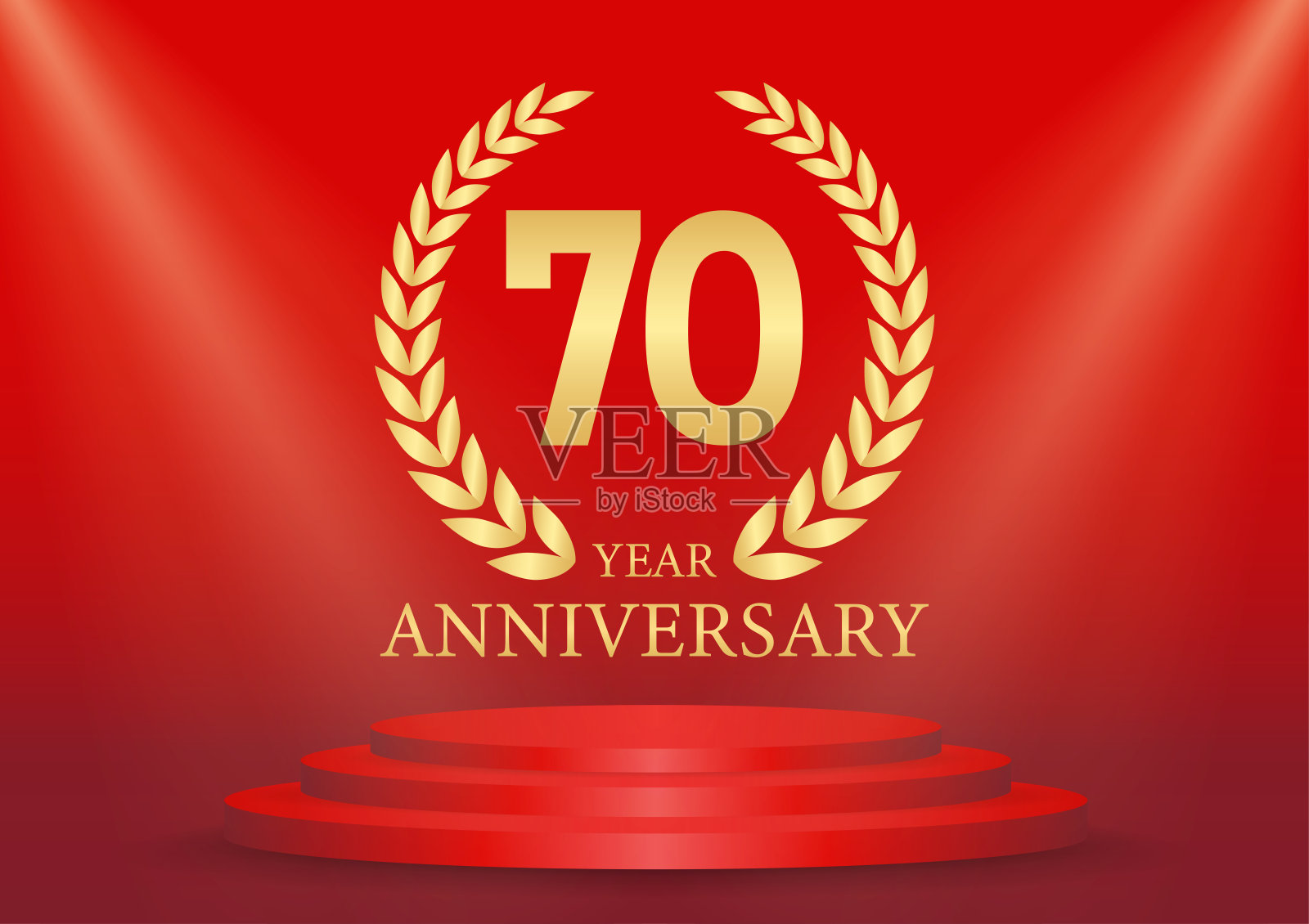 七十周年纪念。婚礼、生日派对或庆祝活动的纪念庆典。插画图片素材