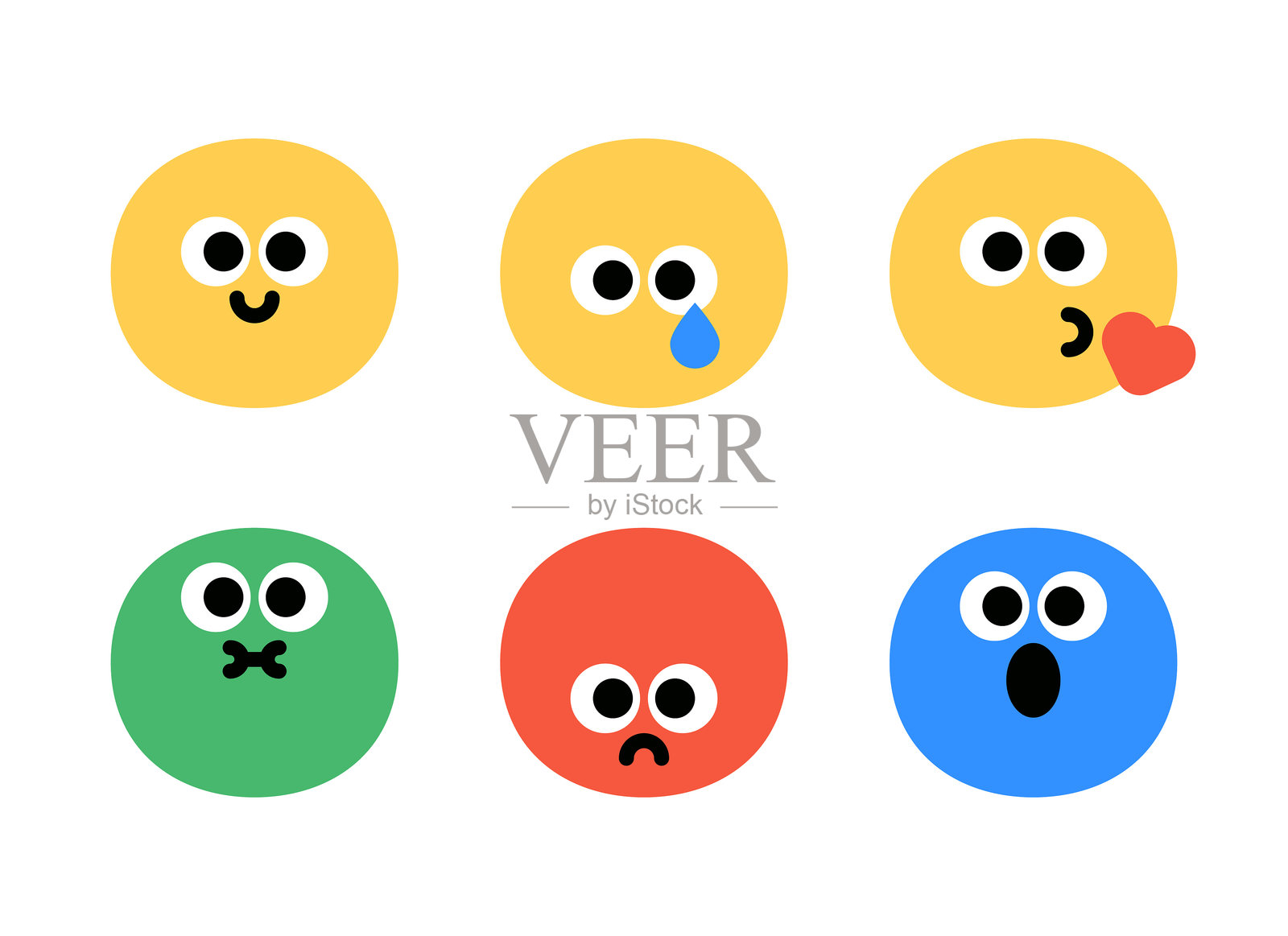 可爱胖胖的表情符号集合插画图片素材