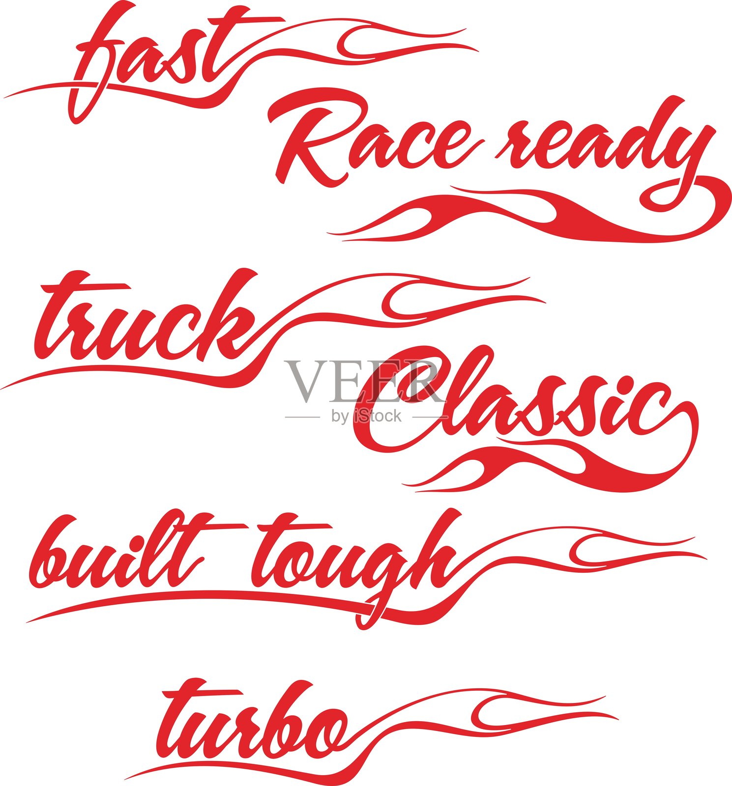 车辆乙烯基贴纸的矢量火焰设计集插画图片素材