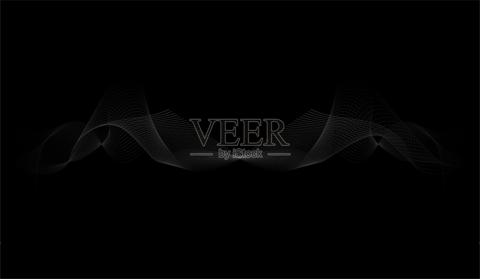 动态波浪线条图案在黑色背景上流动的曲线插画图片素材