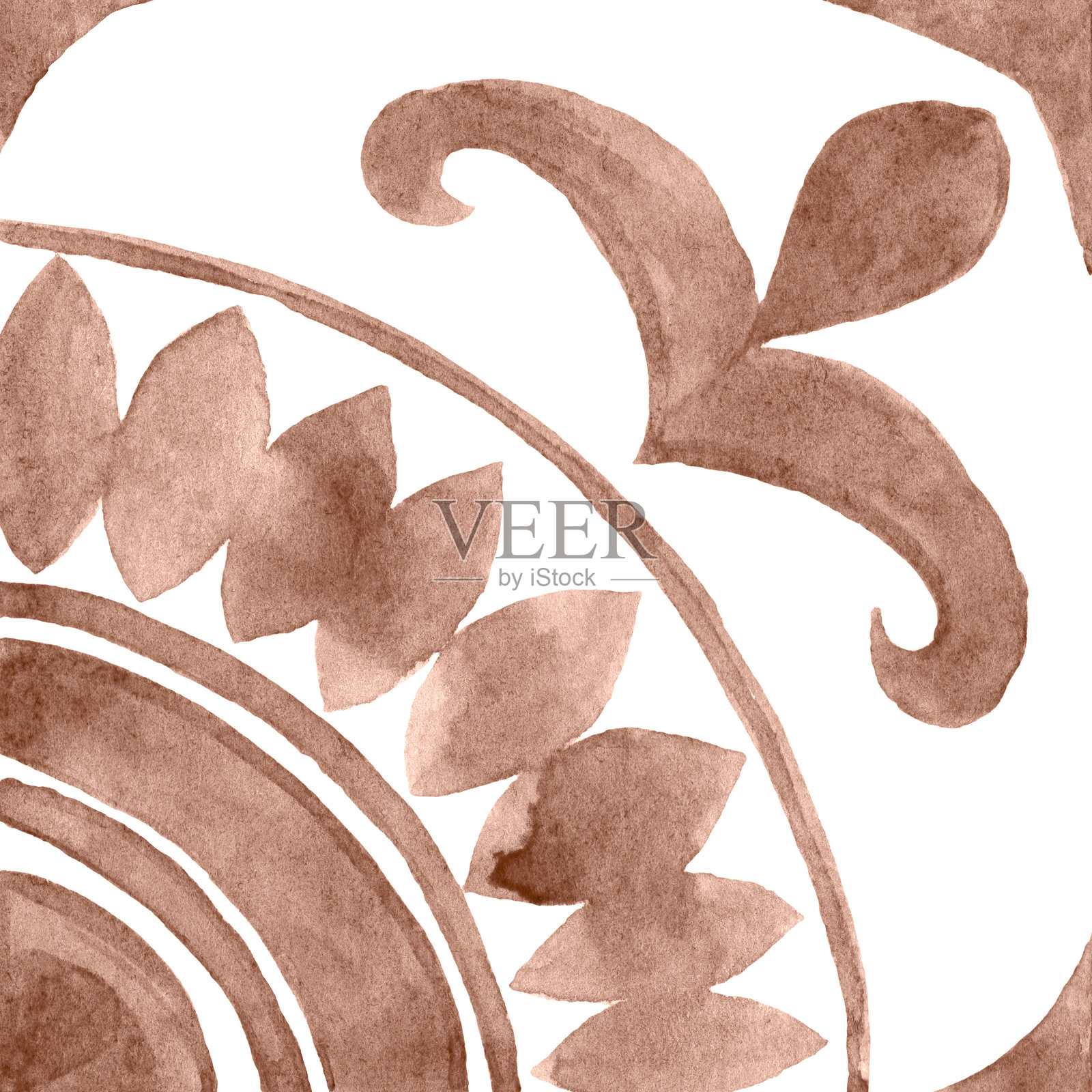 摩卡色调的水彩阿祖莱霍斯瓷砖插画图片素材