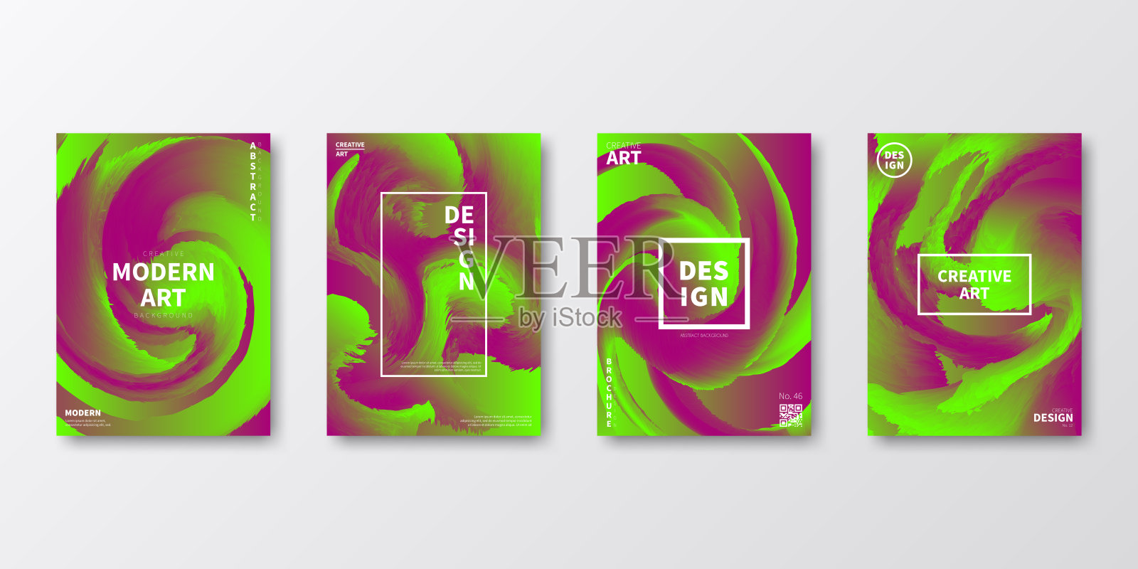 宣传册模板布局，绿色封面设计，商业年度报告，传单，杂志插画图片素材