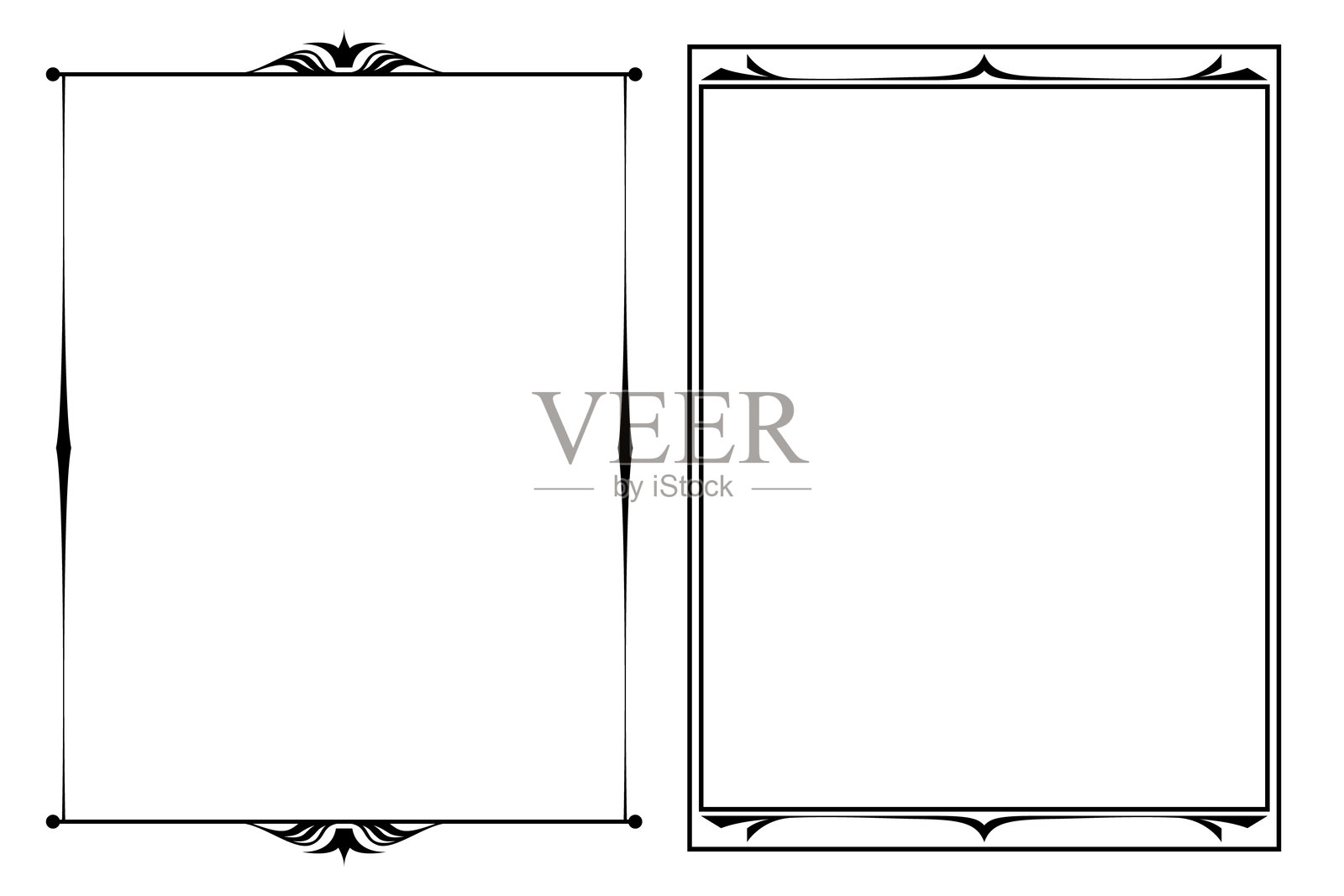 黑白装饰框架，采用风格化元素，复古风格插画图片素材