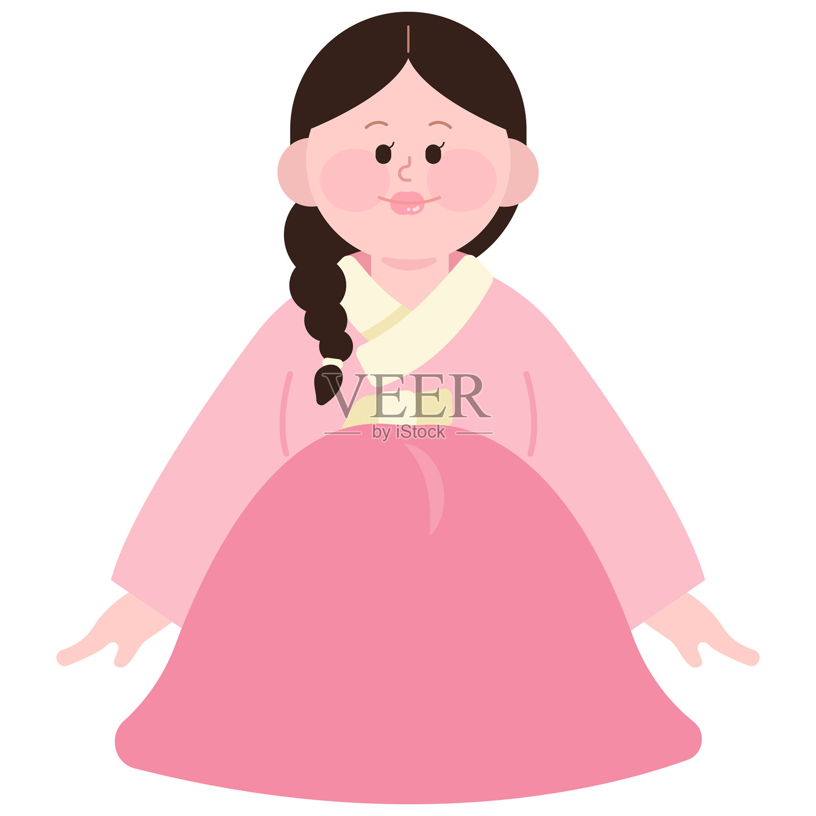 韩国传统新年服饰问候插画图片素材