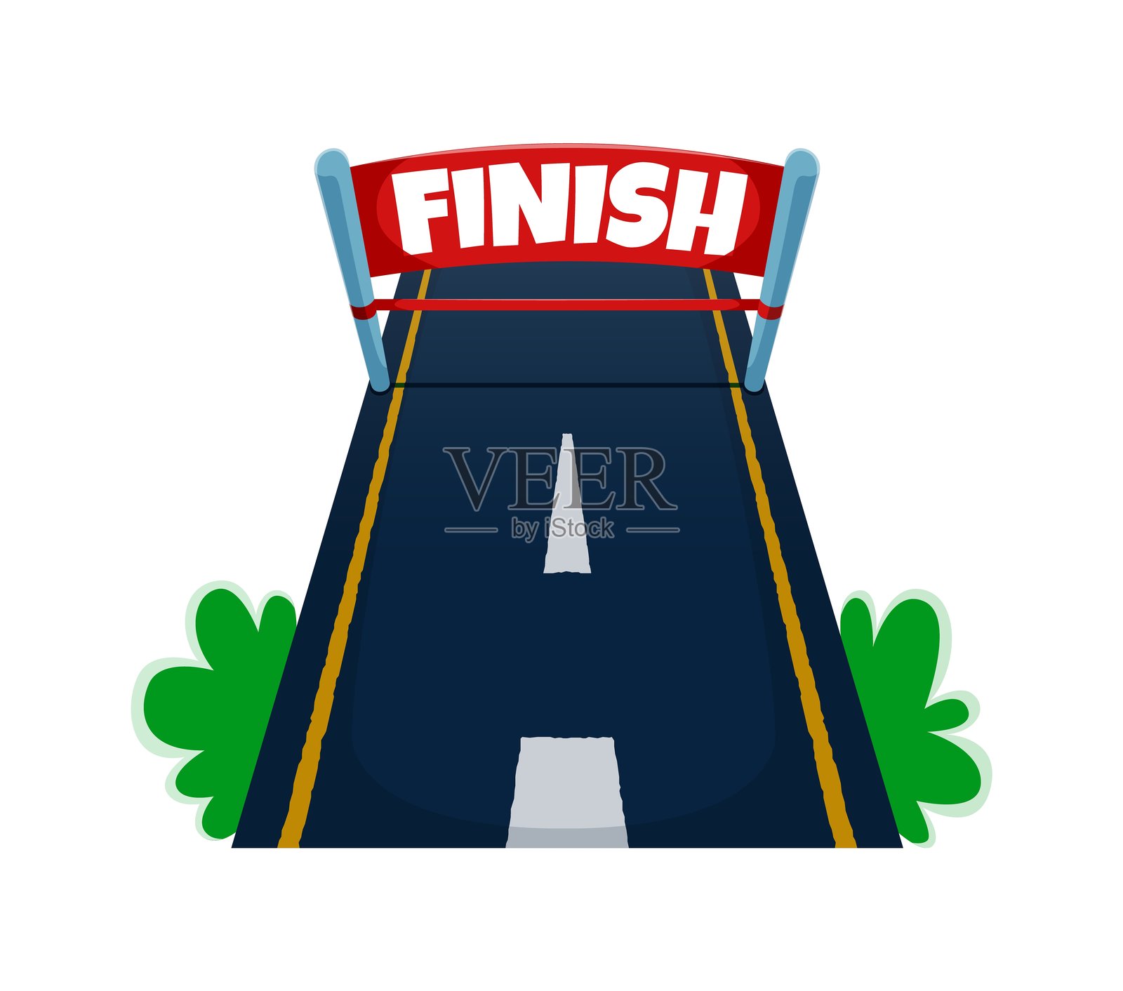 卡通字母A作为终点线的运动字体插画图片素材