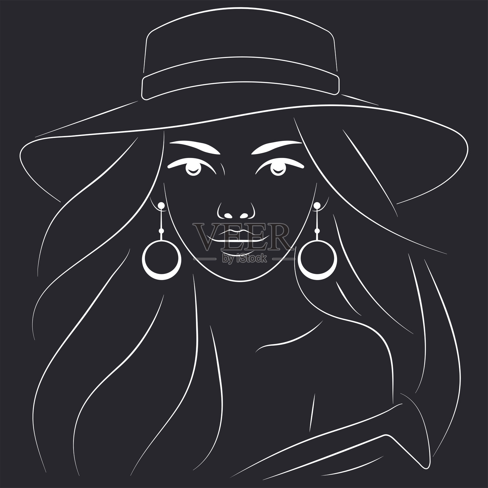 优雅现代的线条艺术女性肖像，极简女性面孔和侧面轮廓，适用于当代品牌和社交媒体插画图片素材