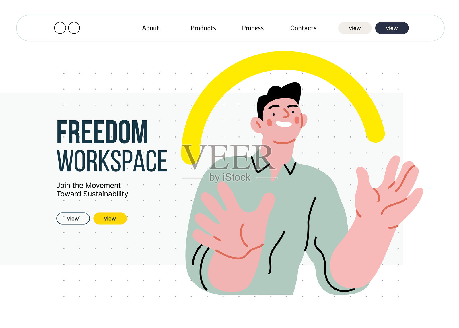 创意工作空间 - 视频会议，平面矢量概念插图插画图片素材