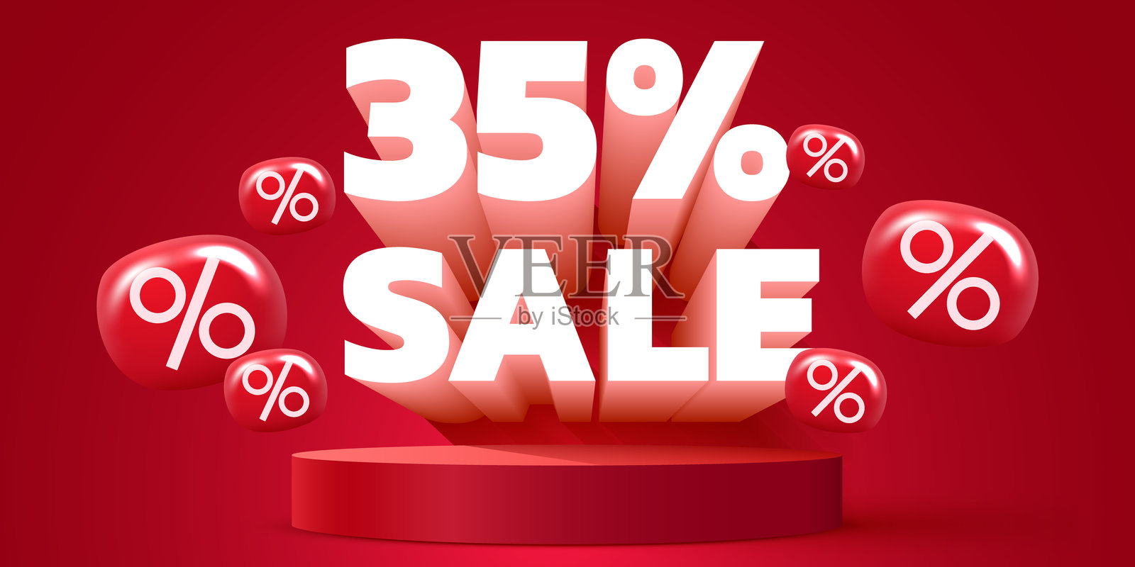 35% 折扣。创意折扣组合。超级促销插画图片素材