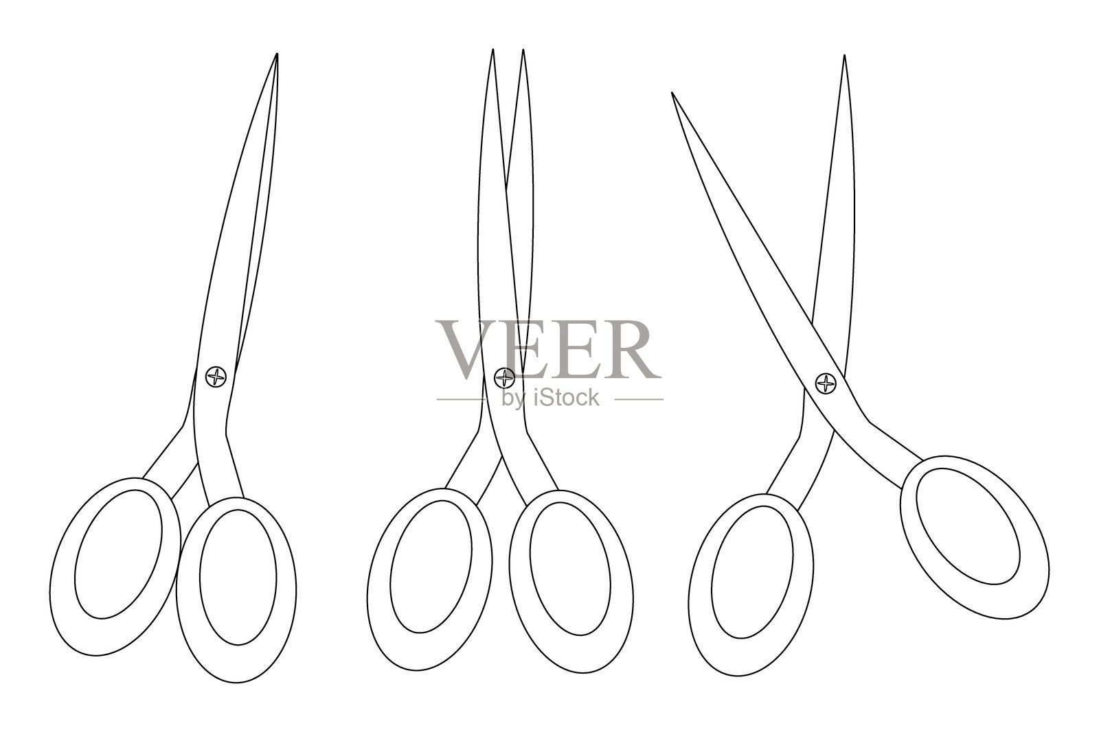 黑白剪刀插图供涂色使用插画图片素材