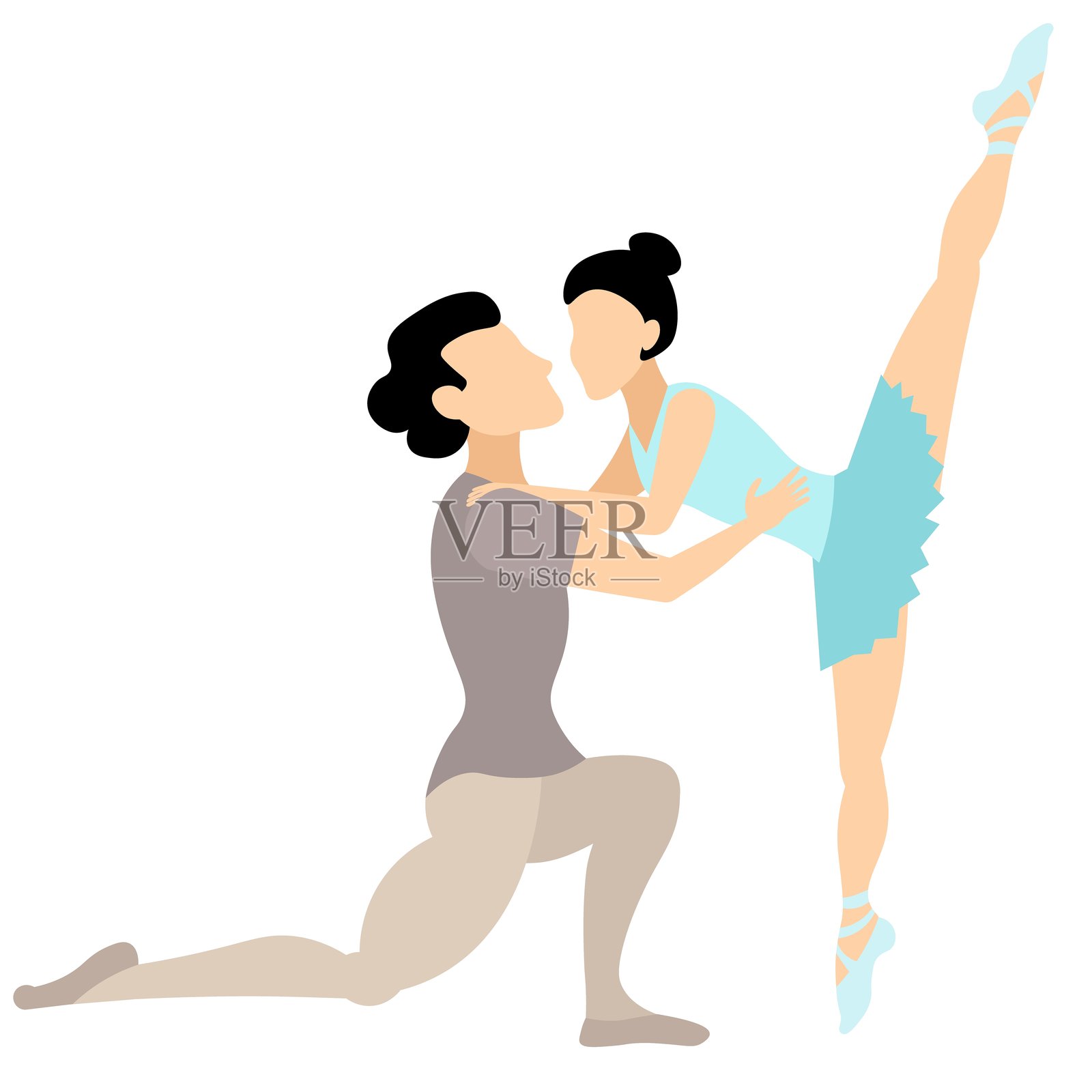 矢量人物。芭蕾舞者的表演。芭蕾舞情侣。一男一女正在跳芭蕾舞。矢量插图，独立展示。插画图片素材
