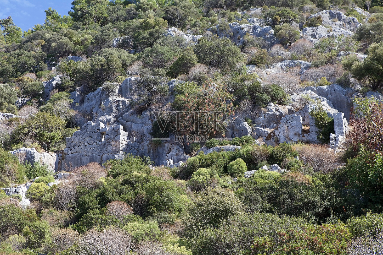 沉没城市西梅纳的遗迹和土耳其凯科瓦岛照片摄影图片