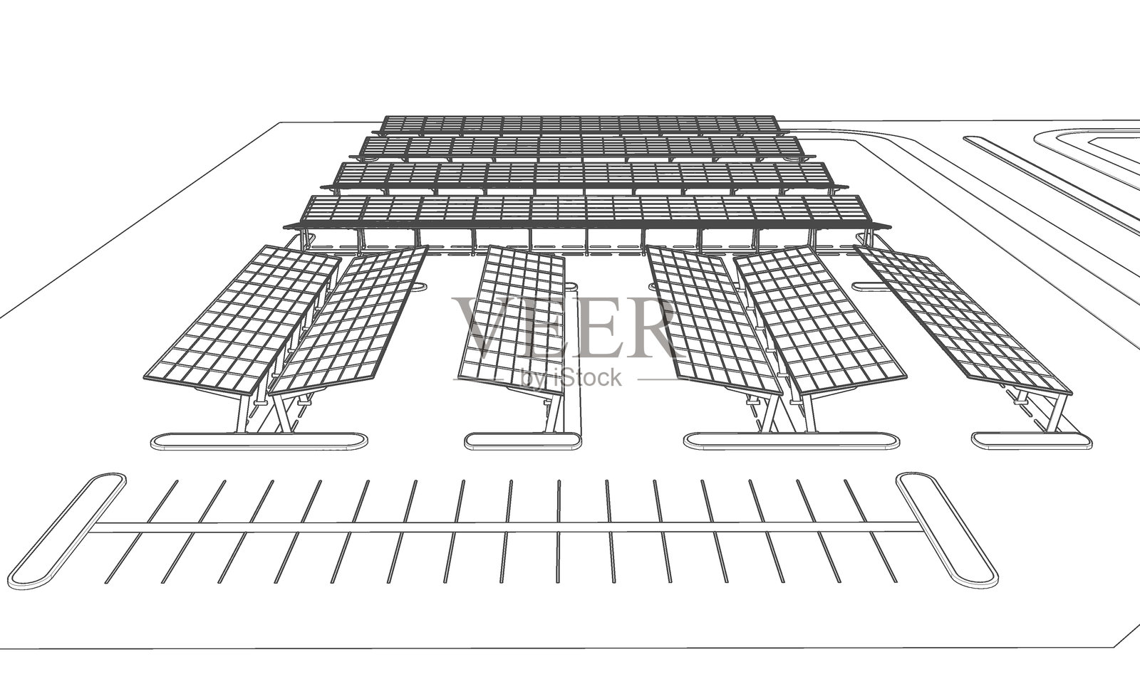 停车场和车棚的3D插图照片摄影图片