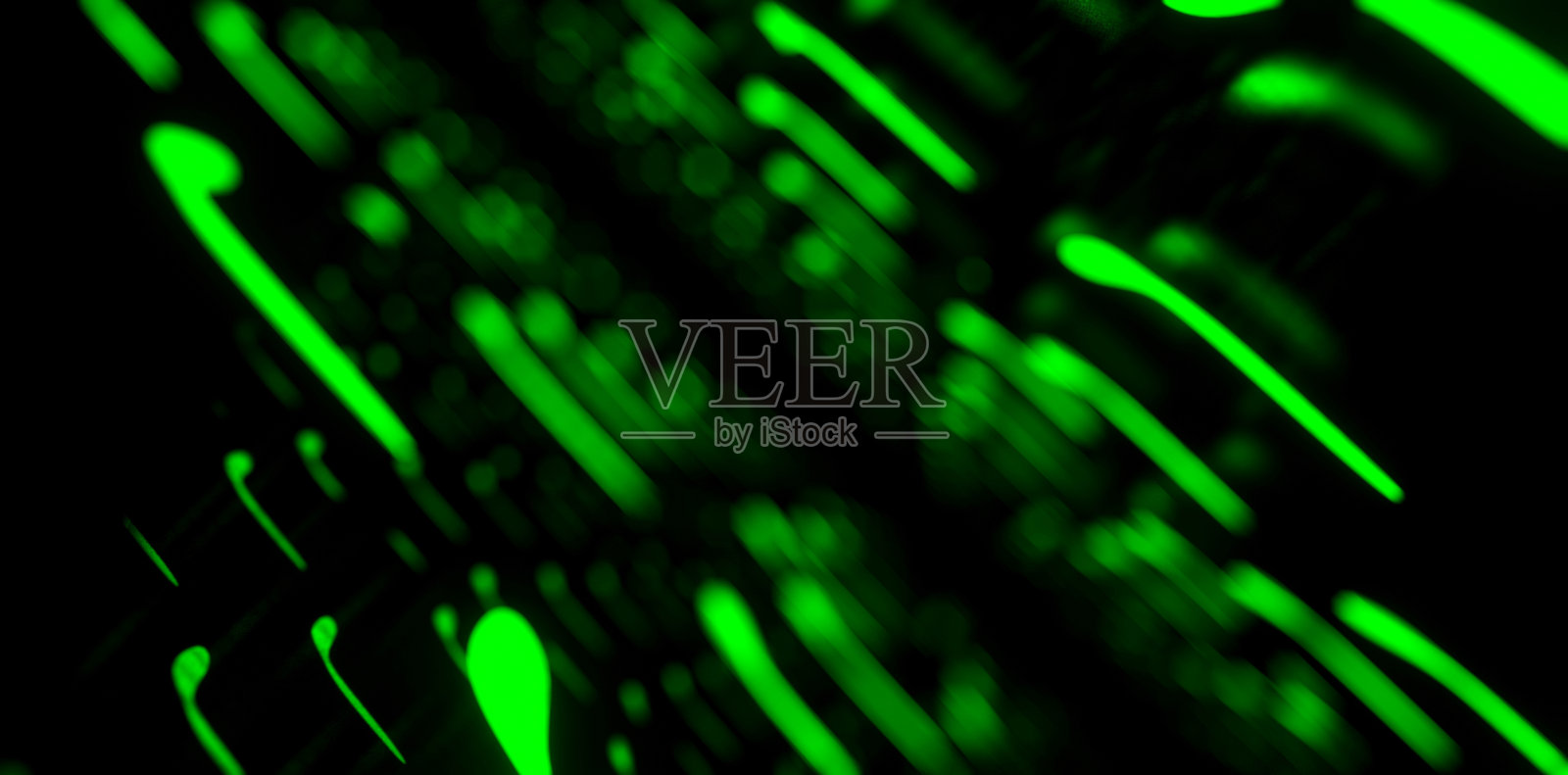 抽象绿色光轨的3D插图照片摄影图片