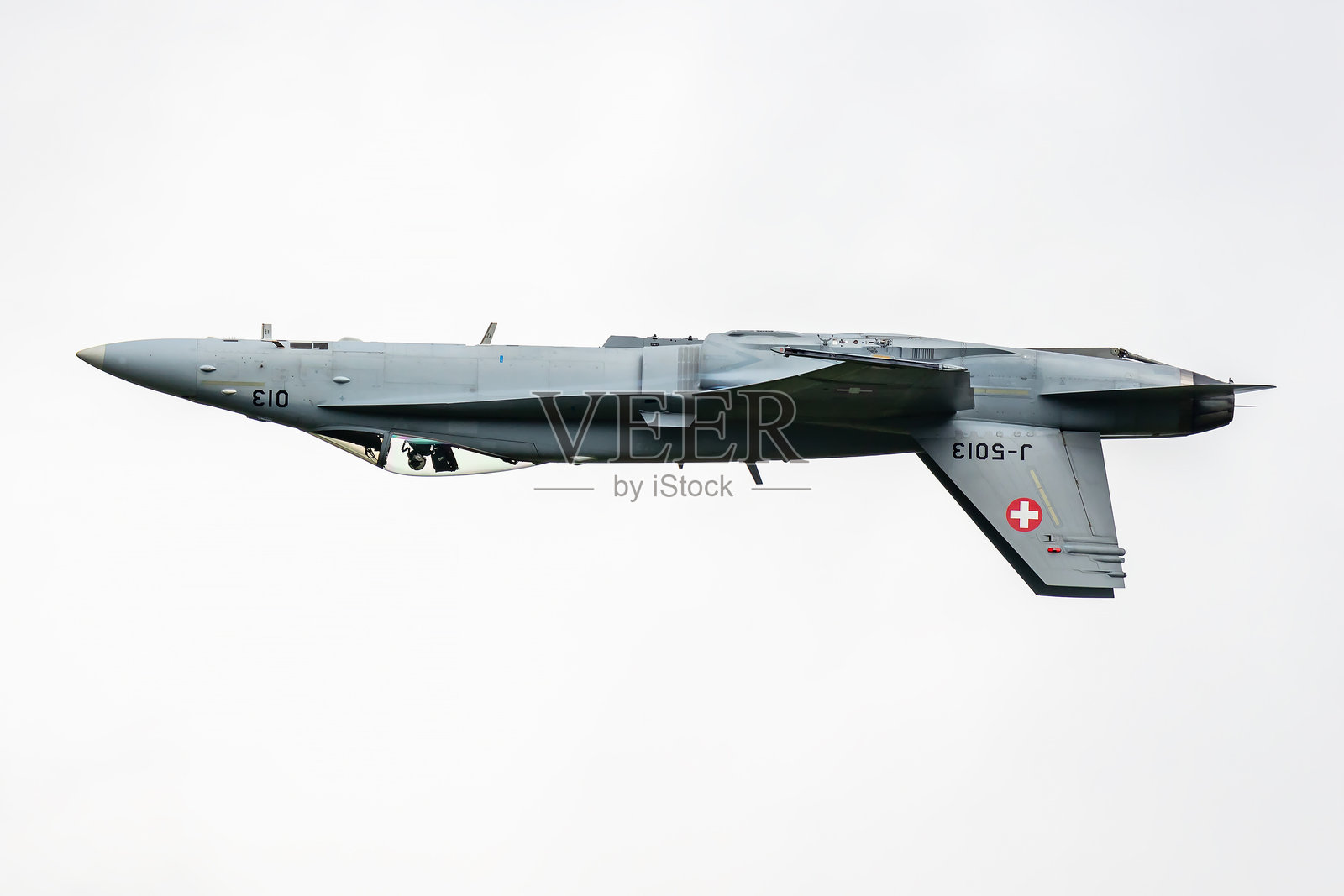 瑞士空军波音F-18大黄蜂战斗机。照片摄影图片