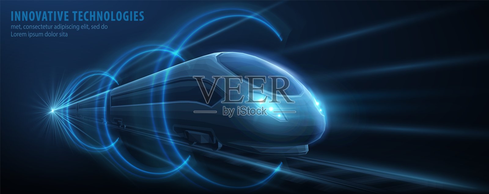 快速现代快递客运列车，无高速铁路的超级高铁插画图片素材