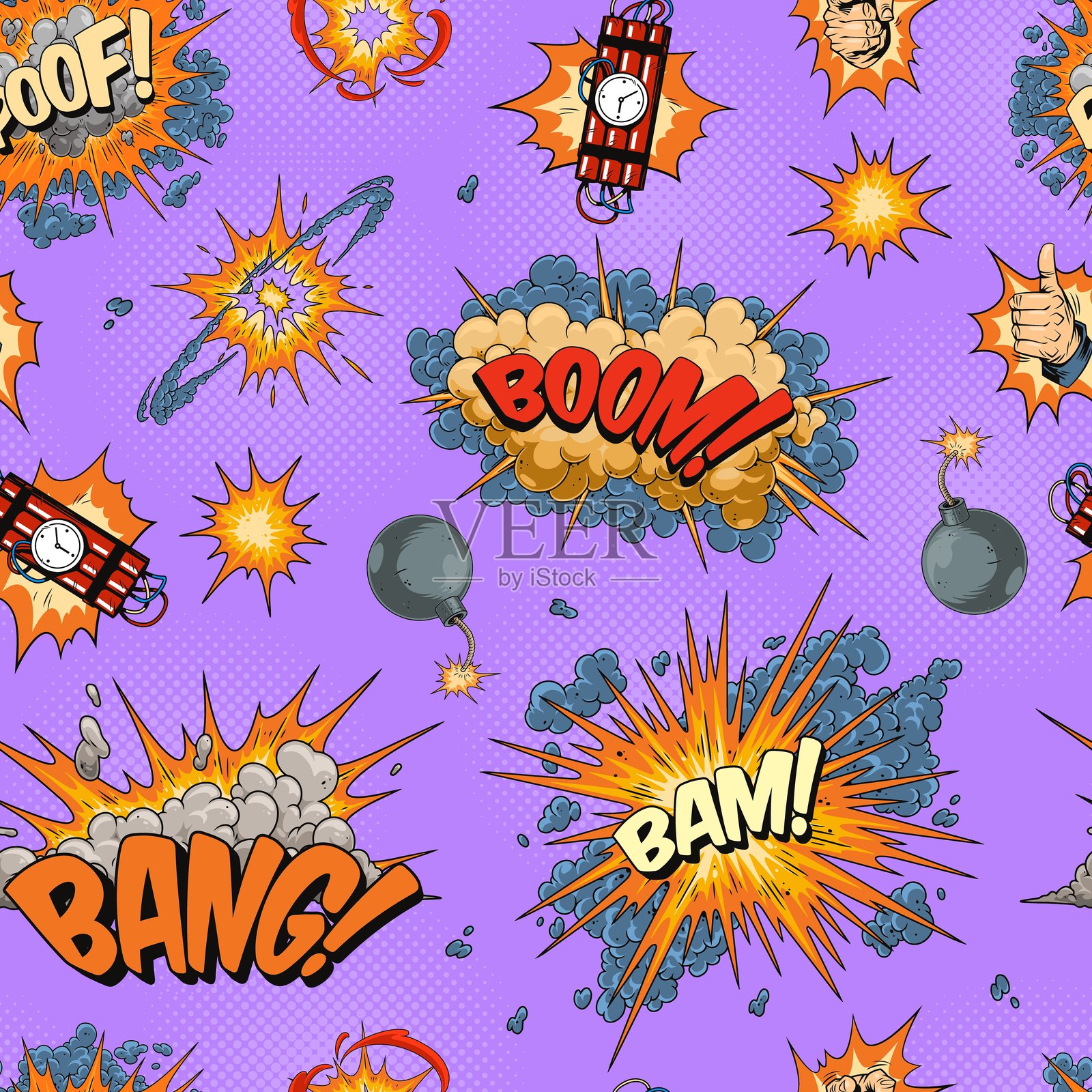 充满活力的爆炸性漫画风格图案插画图片素材