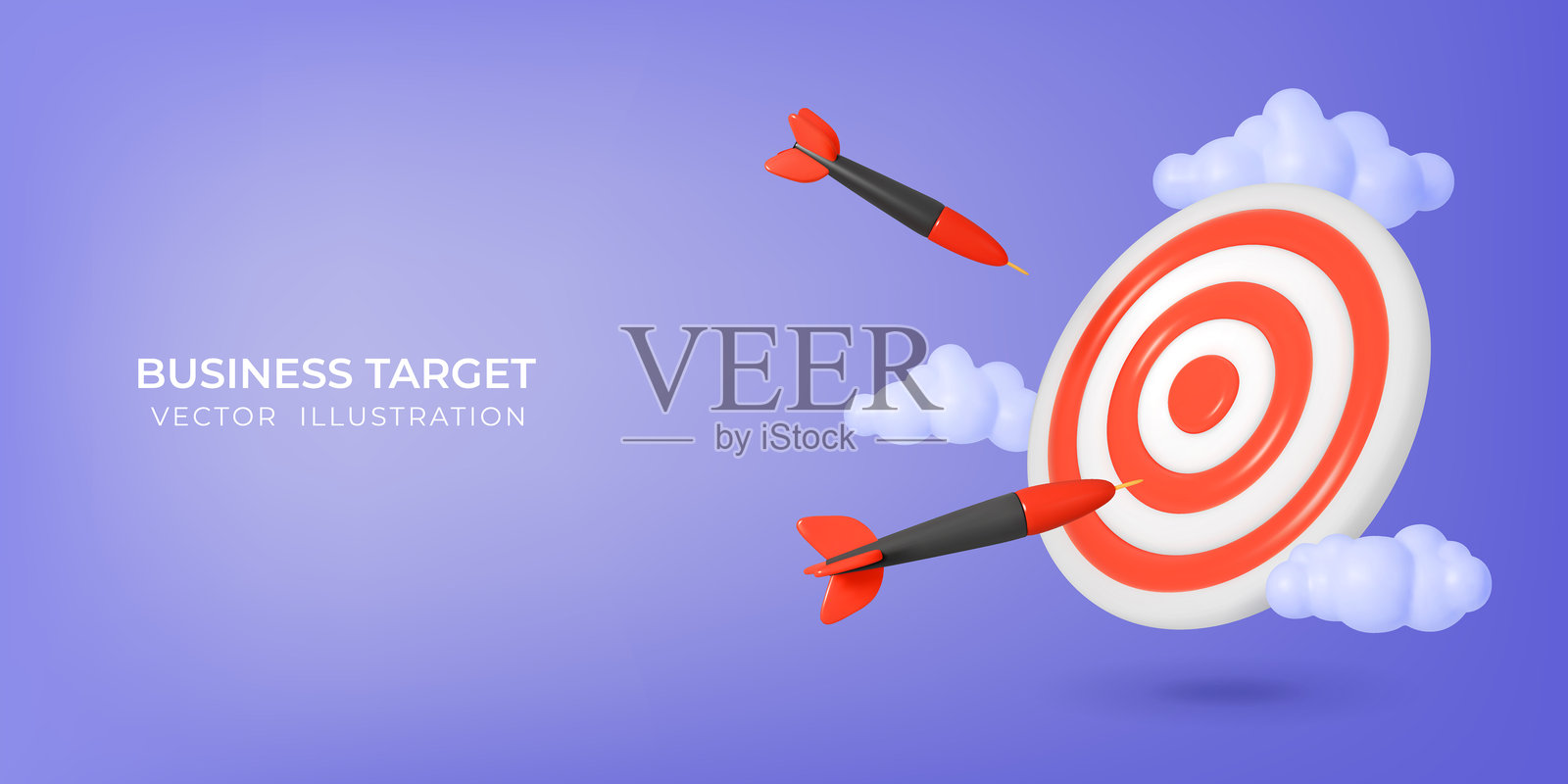 3D真实概念的目标定位。商业、市场营销、推广、成功插图。公司目标渲染设计插画图片素材