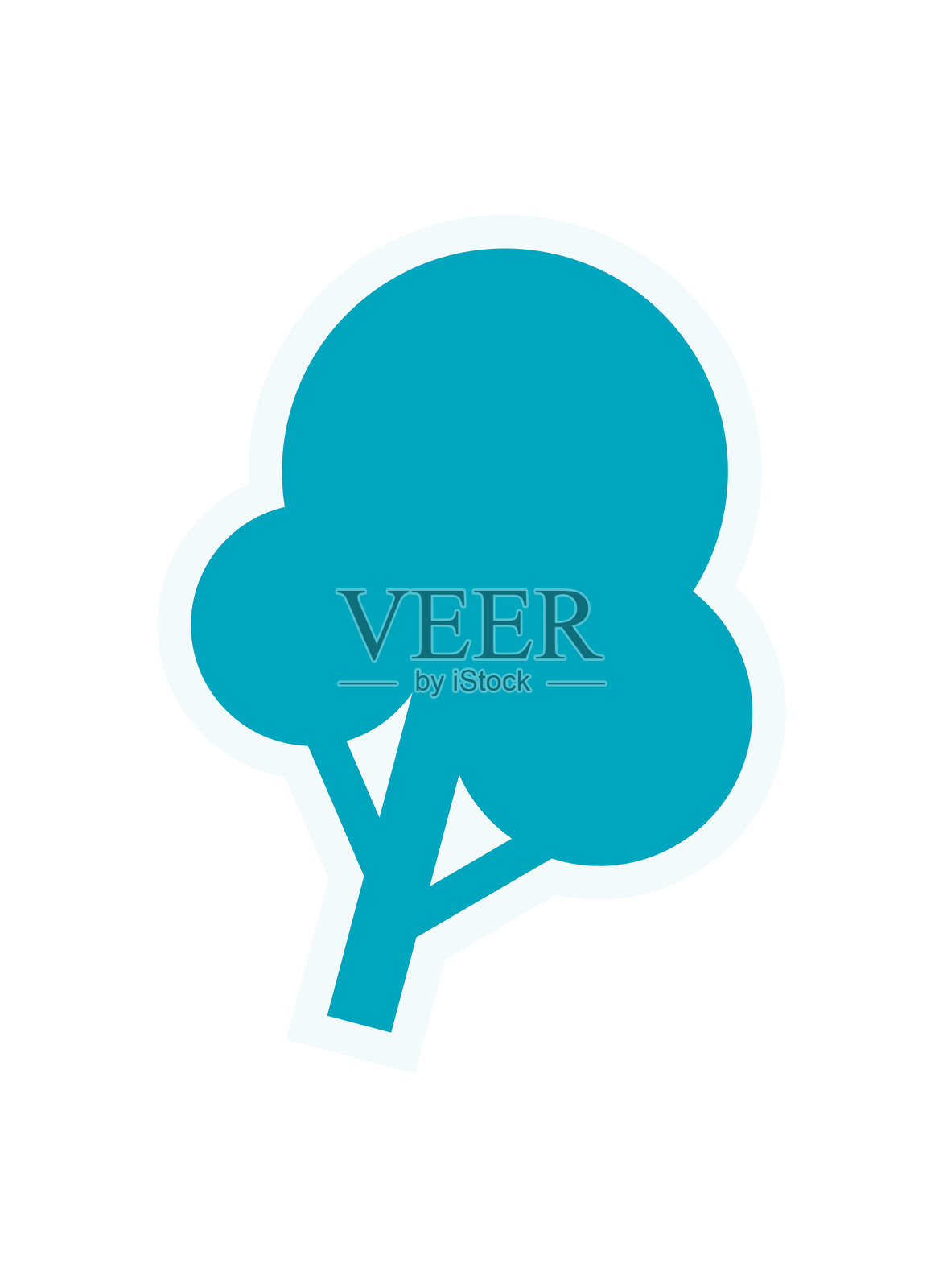 粗犷主义树木图标贴纸插画图片素材