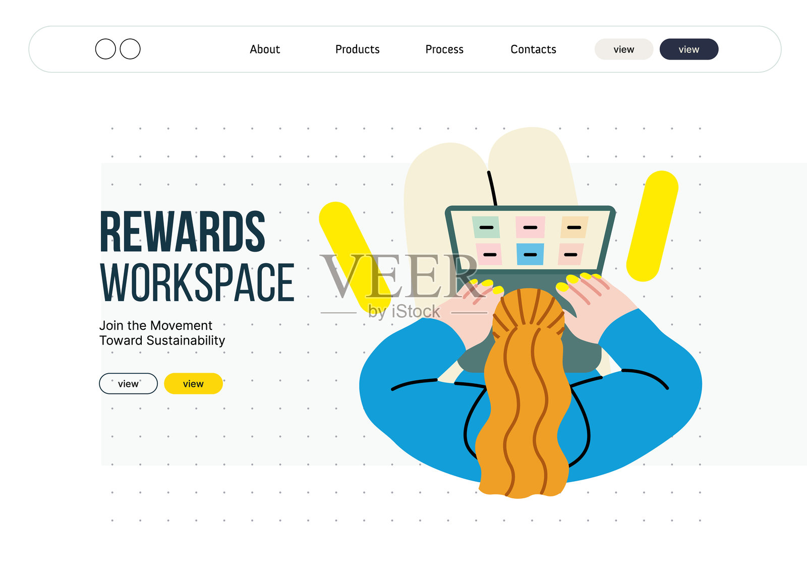 创意工作空间，扁平矢量概念插图插画图片素材