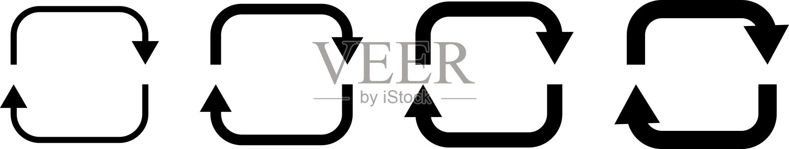 箭头扁平图标。圆形箭头，黑色圆形箭头标志，背景为白色。干净、扁平、纯粹、简单、极简、实心风格。适用于界面或信息图表的矢量插图。插画图片素材