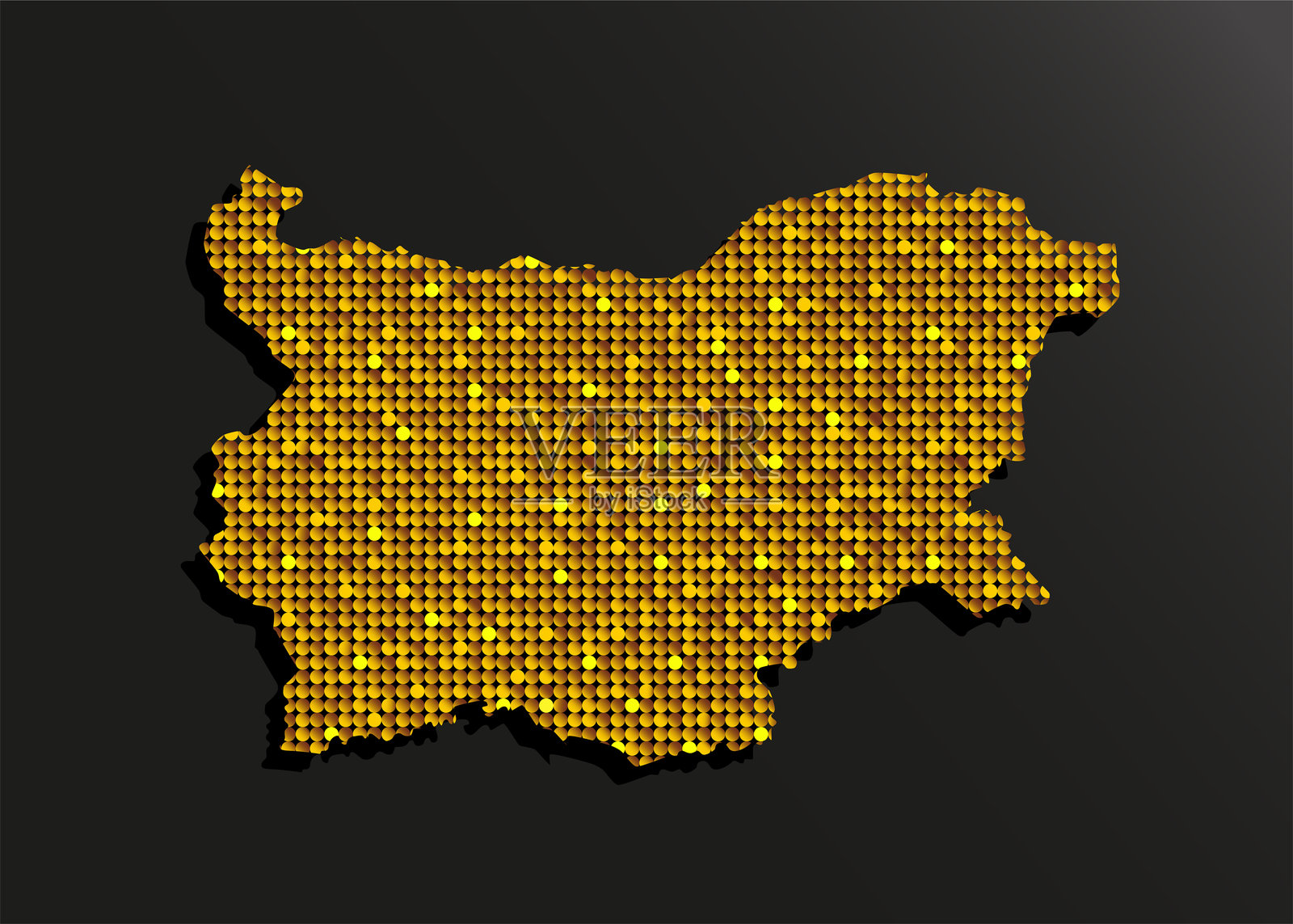 用金色亮片、闪光和闪烁装饰的保加利亚地图插画图片素材