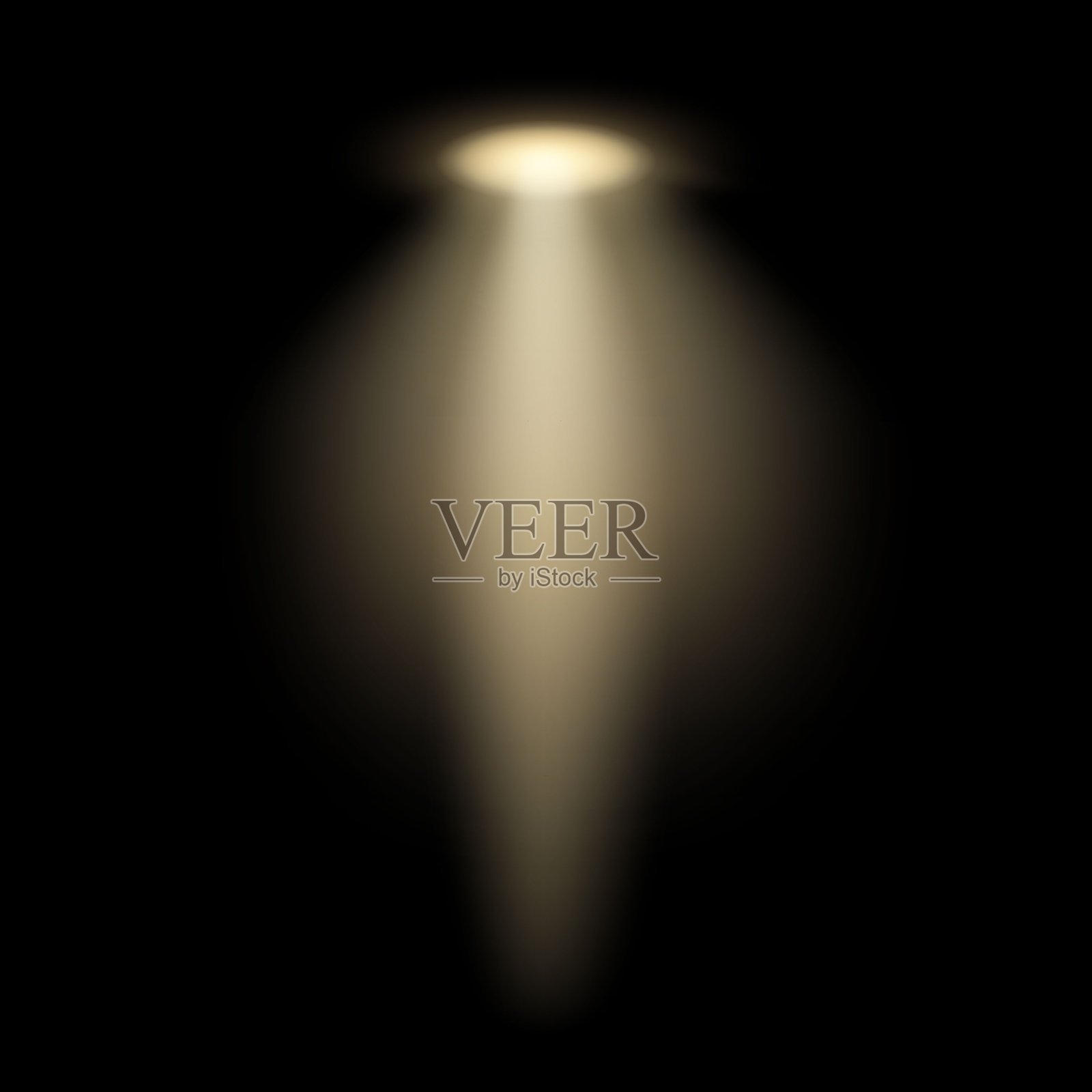 黄色聚光灯效果。明亮的光束照亮神秘环境中的黑暗。插画图片素材