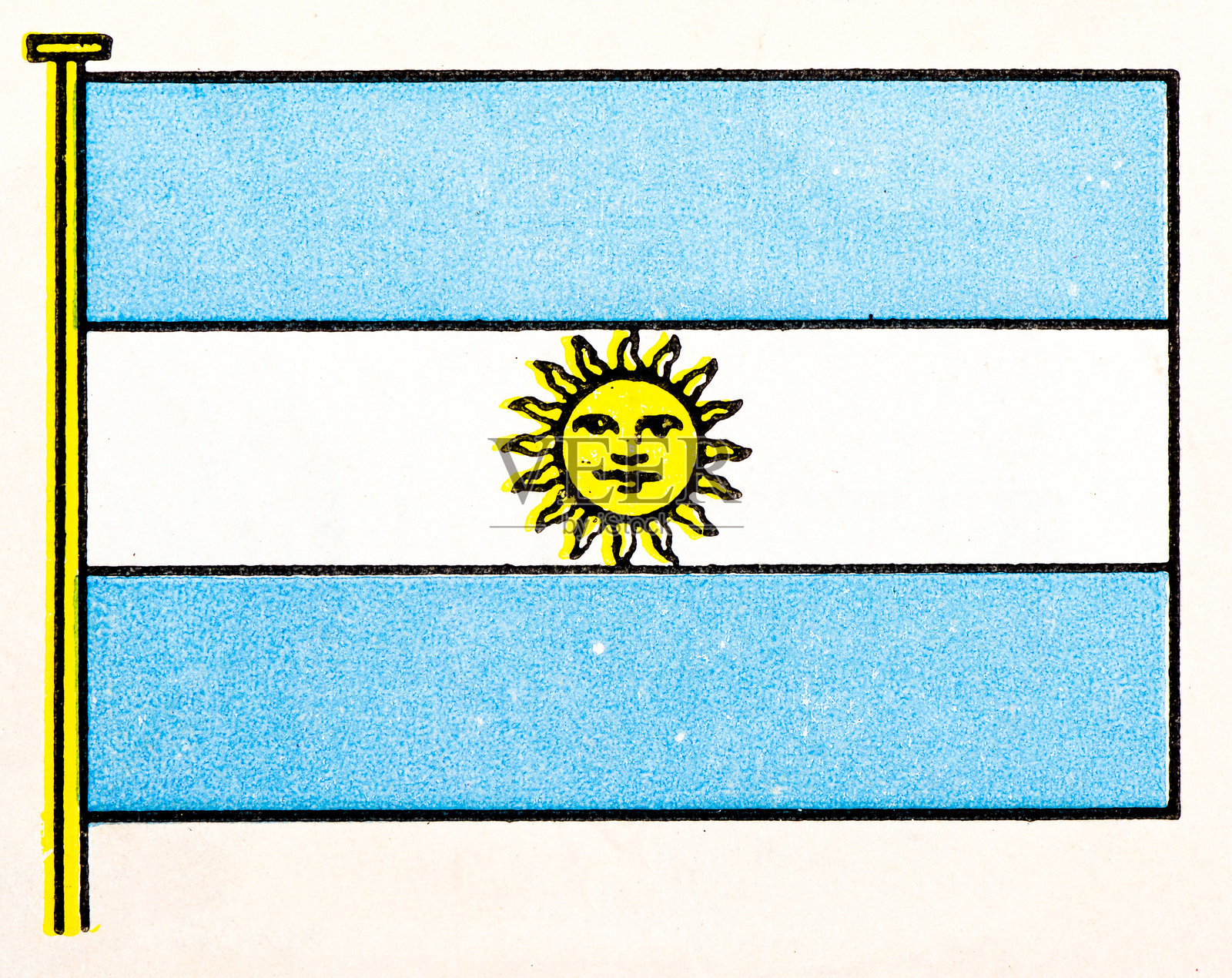 阿根廷国旗，战舰（1898）插画图片素材