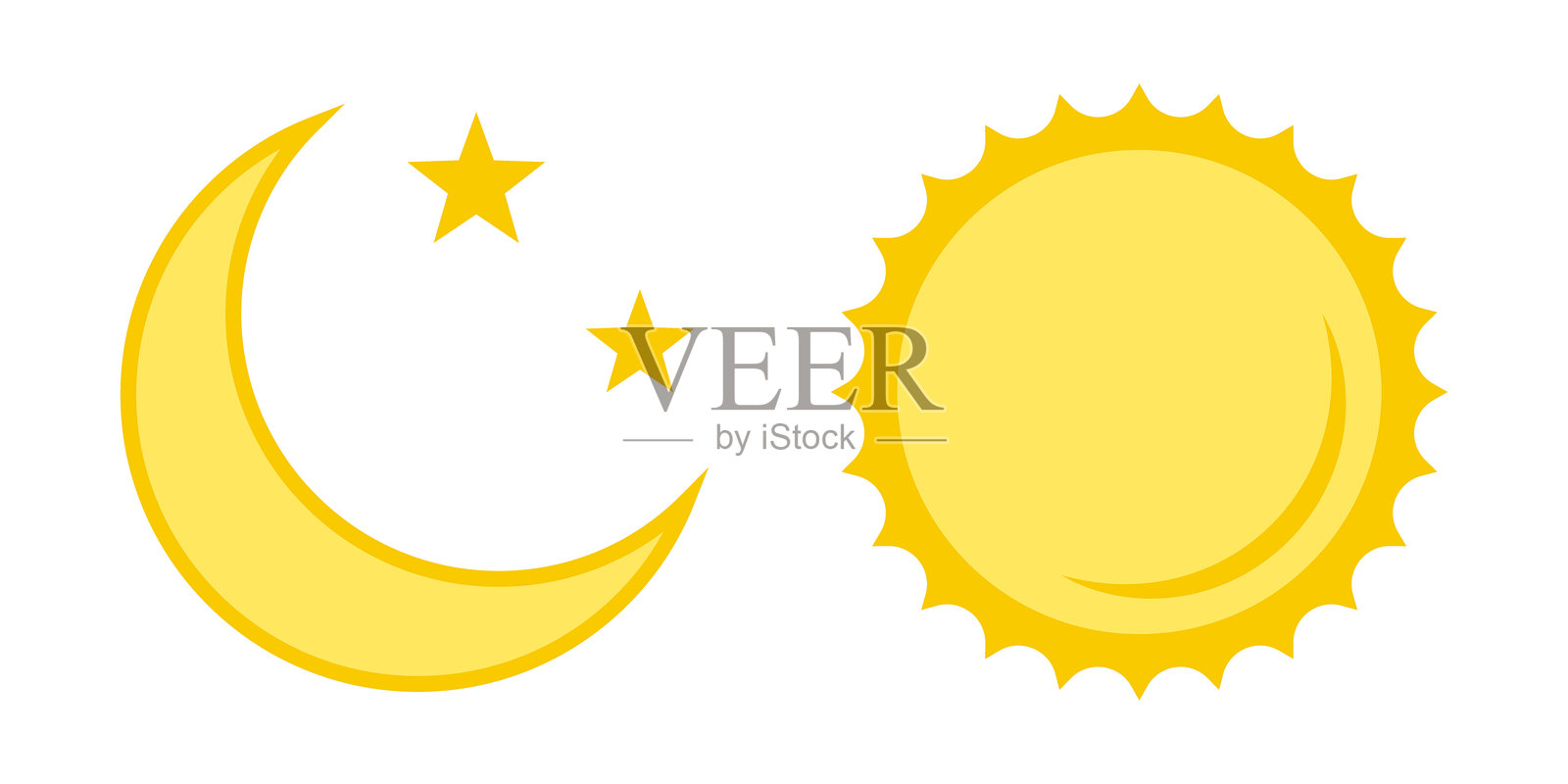 扁平风格的太阳图标和月亮图标。插画图片素材