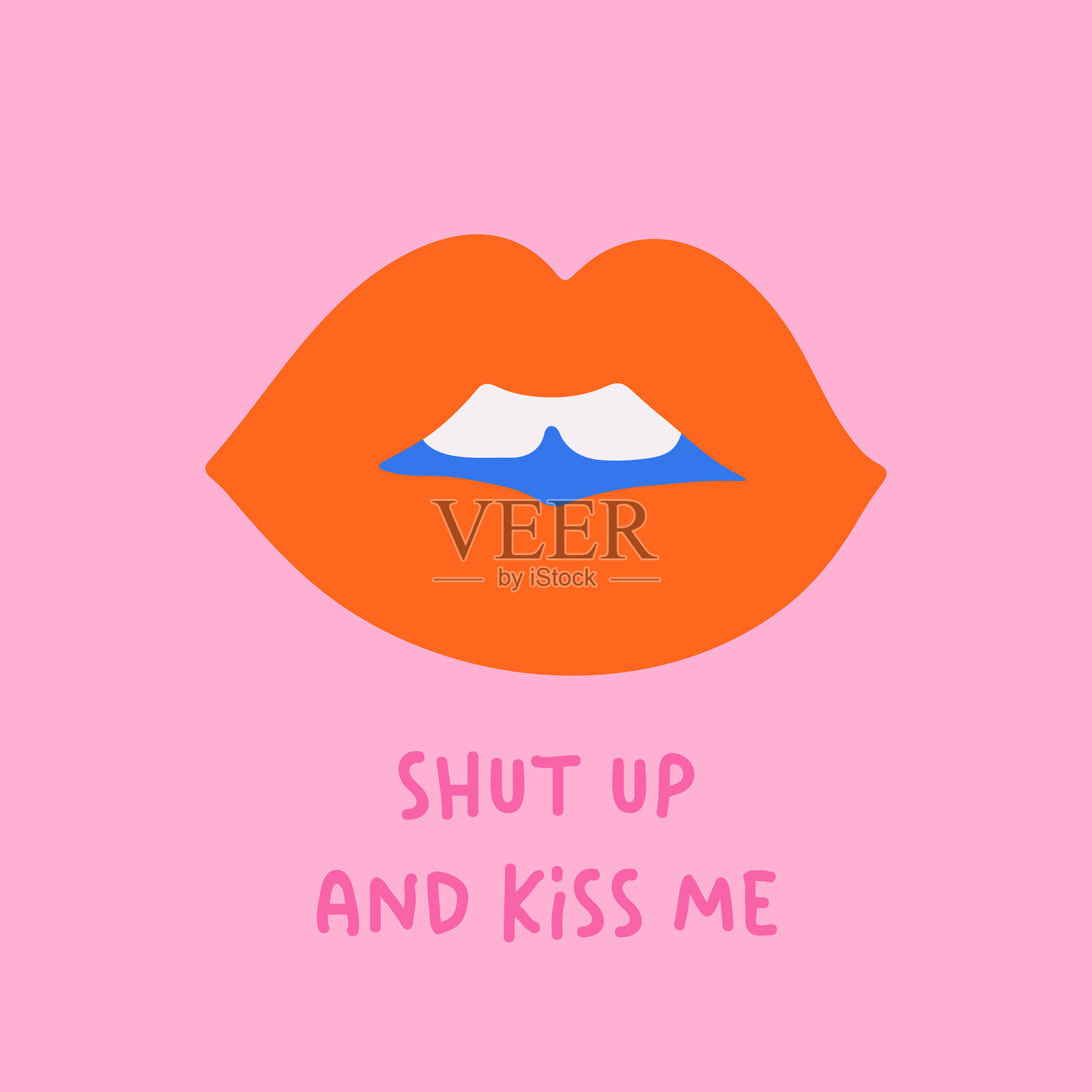 情人节的字母名言。爱的口号。适合印刷在T恤、包袋、文具或海报上的图画。可爱的爱情矢量插图。插画图片素材