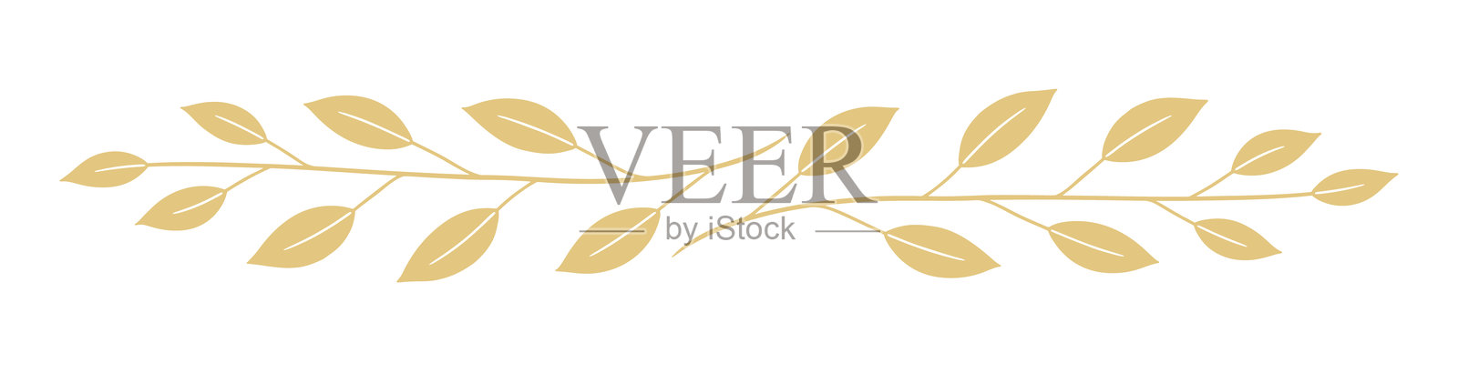 带有叶子枝条的页面分隔符插画图片素材