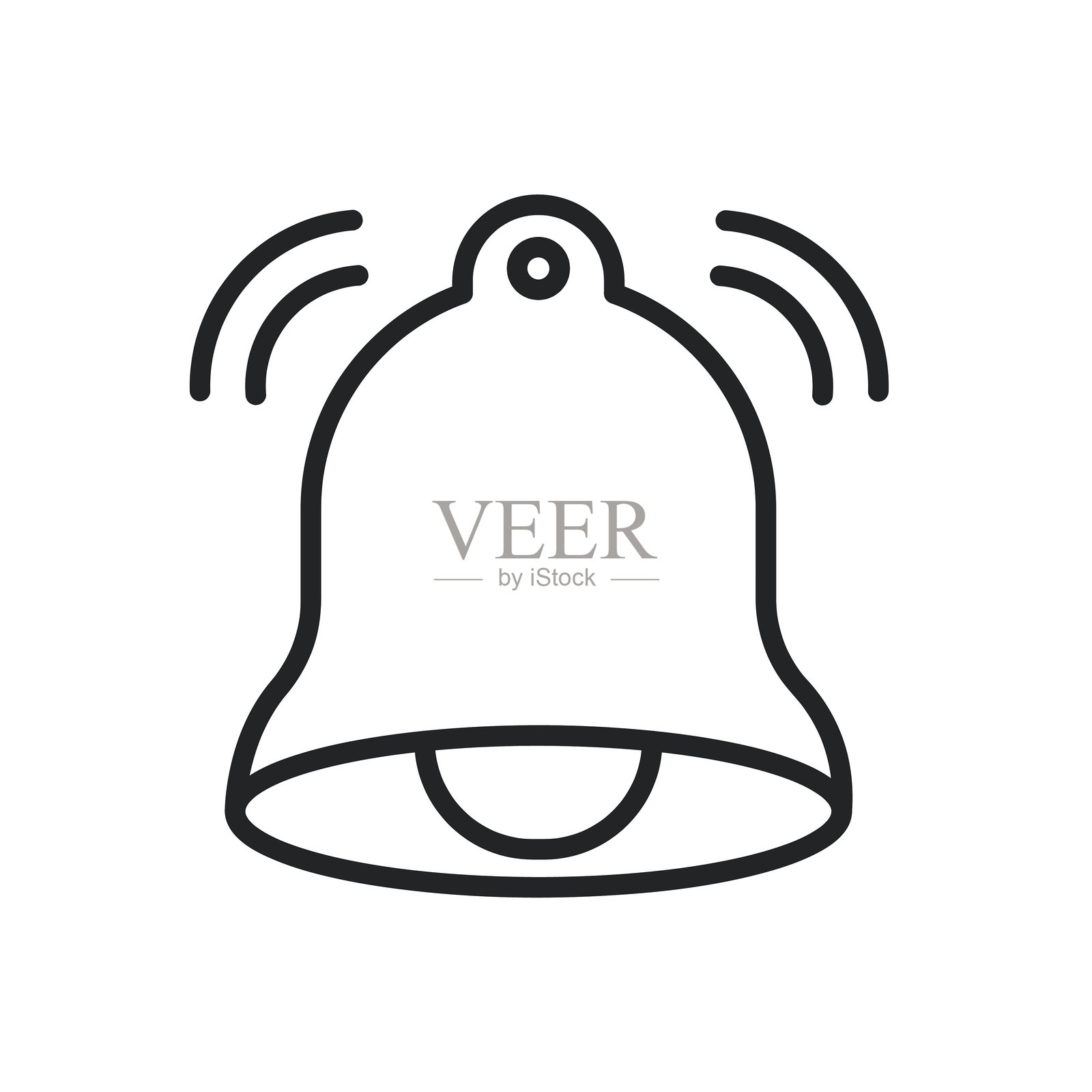 铃铛细线图标。可编辑的线条和完美的像素，透明背景。插画图片素材