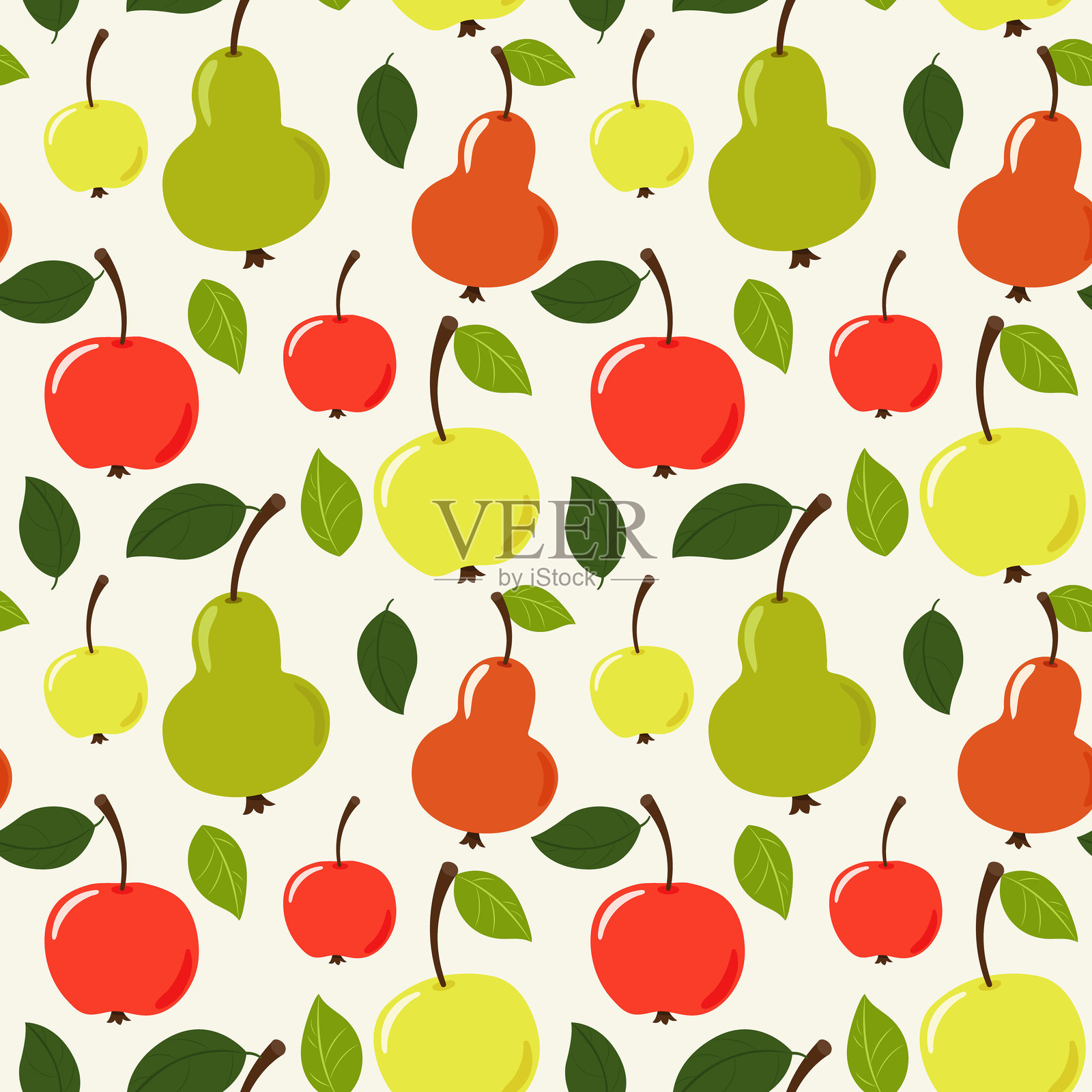 无缝图案。苹果和梨。水果。插画图片素材