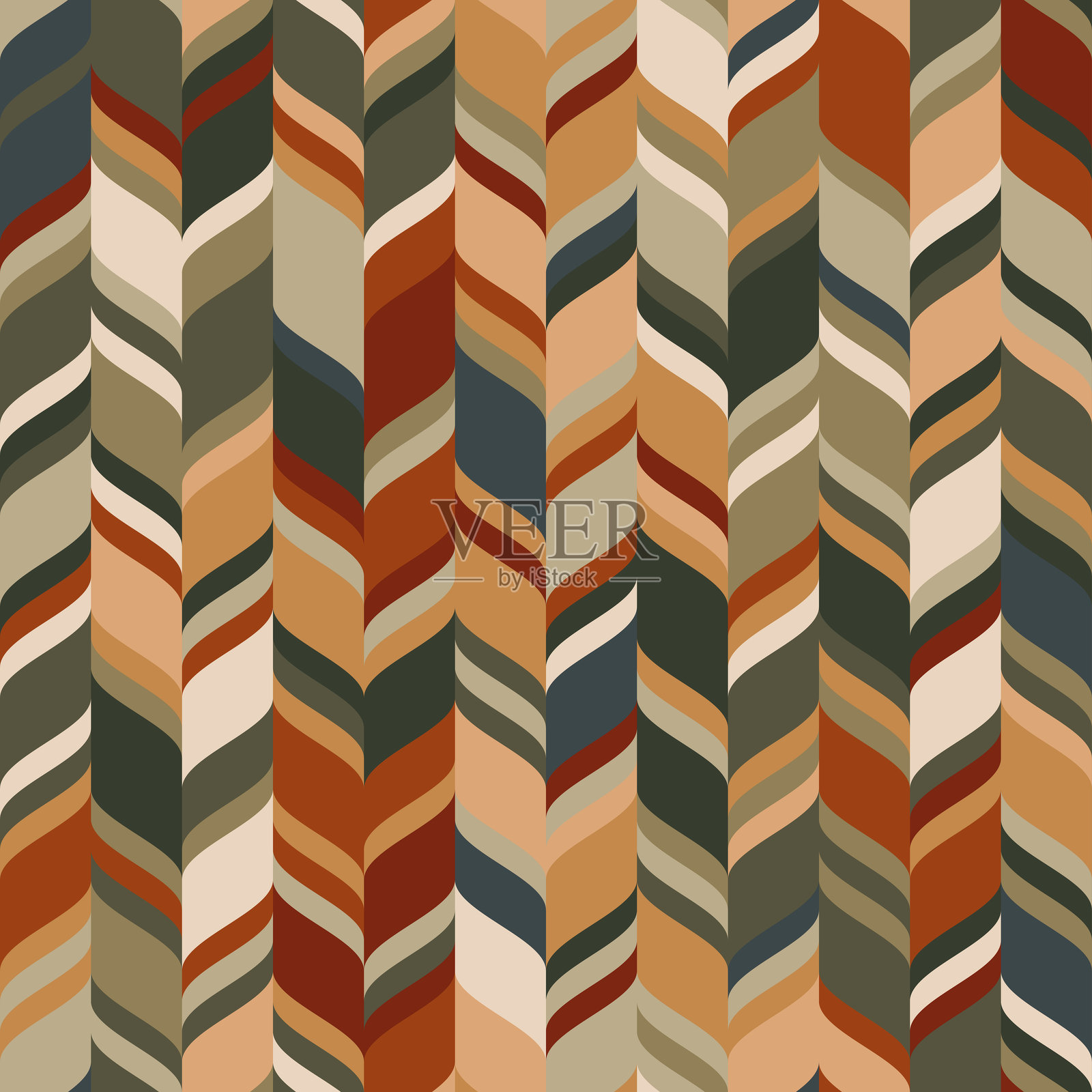 复古风格设计的多彩几何人字形图案。插画图片素材