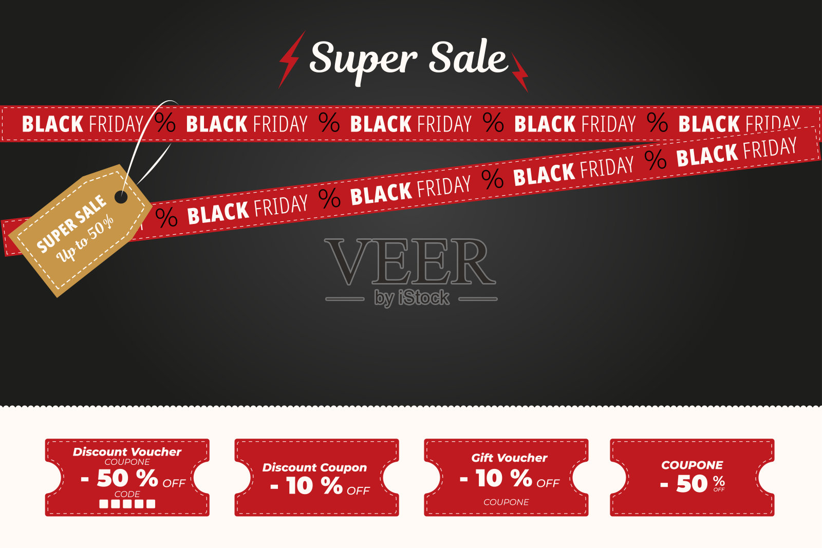 黑色星期五。现代简约风格的促销横幅模板。所有图层和分组。矢量图。插画图片素材