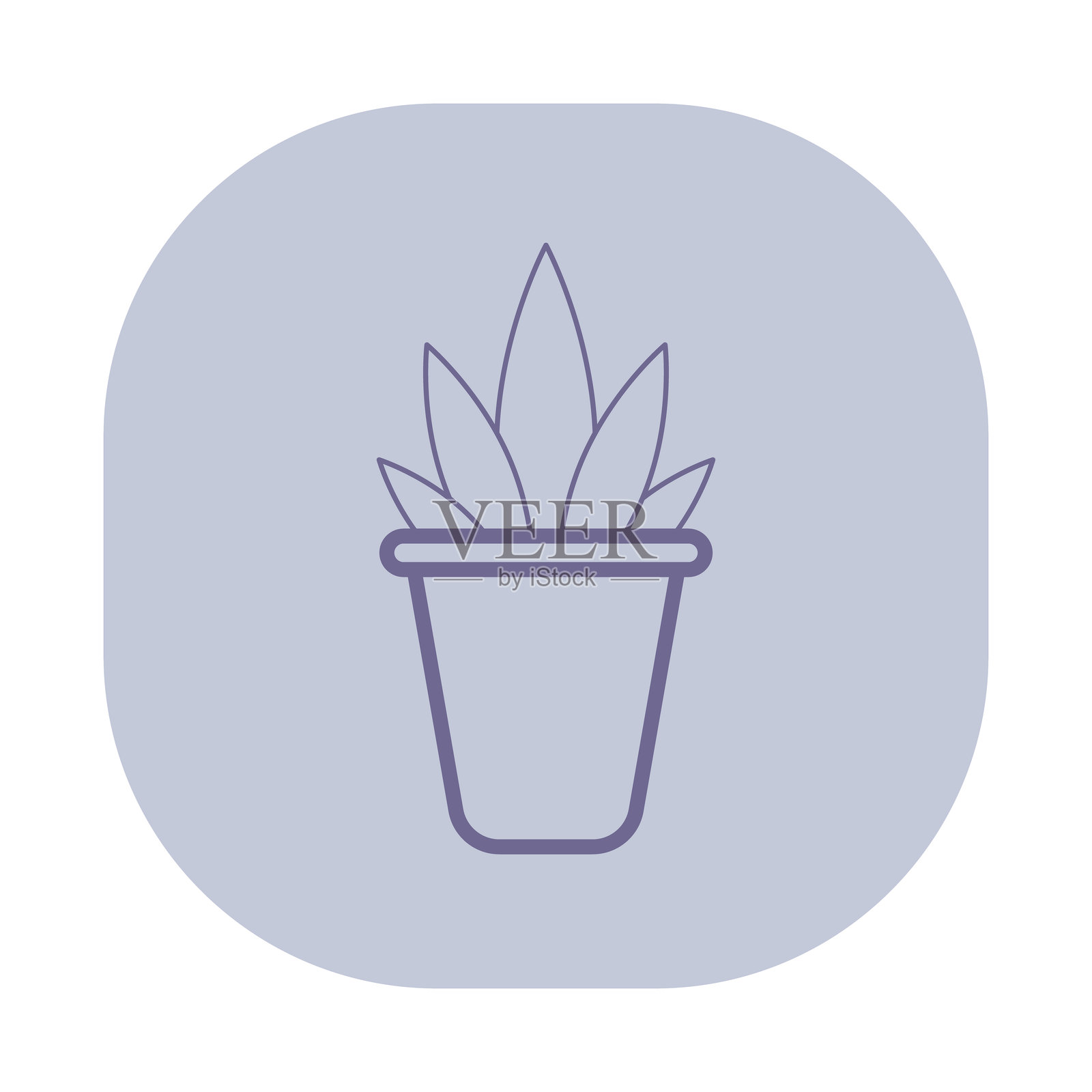 办公室装饰用的简单线条图标的盆栽植物插画图片素材